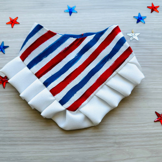 4th of July Dog Bandana with Ruffle, summer dog bandana, red white and blue, independence dog accessories