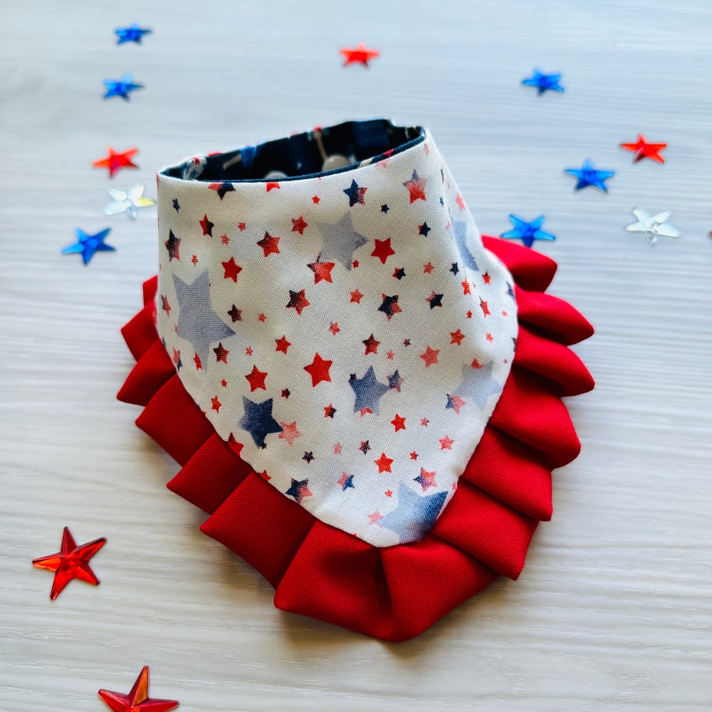 4th of July Dog Bandana with Ruffle, popsicles summer dog bandana, red white and blue, independence dog accessories