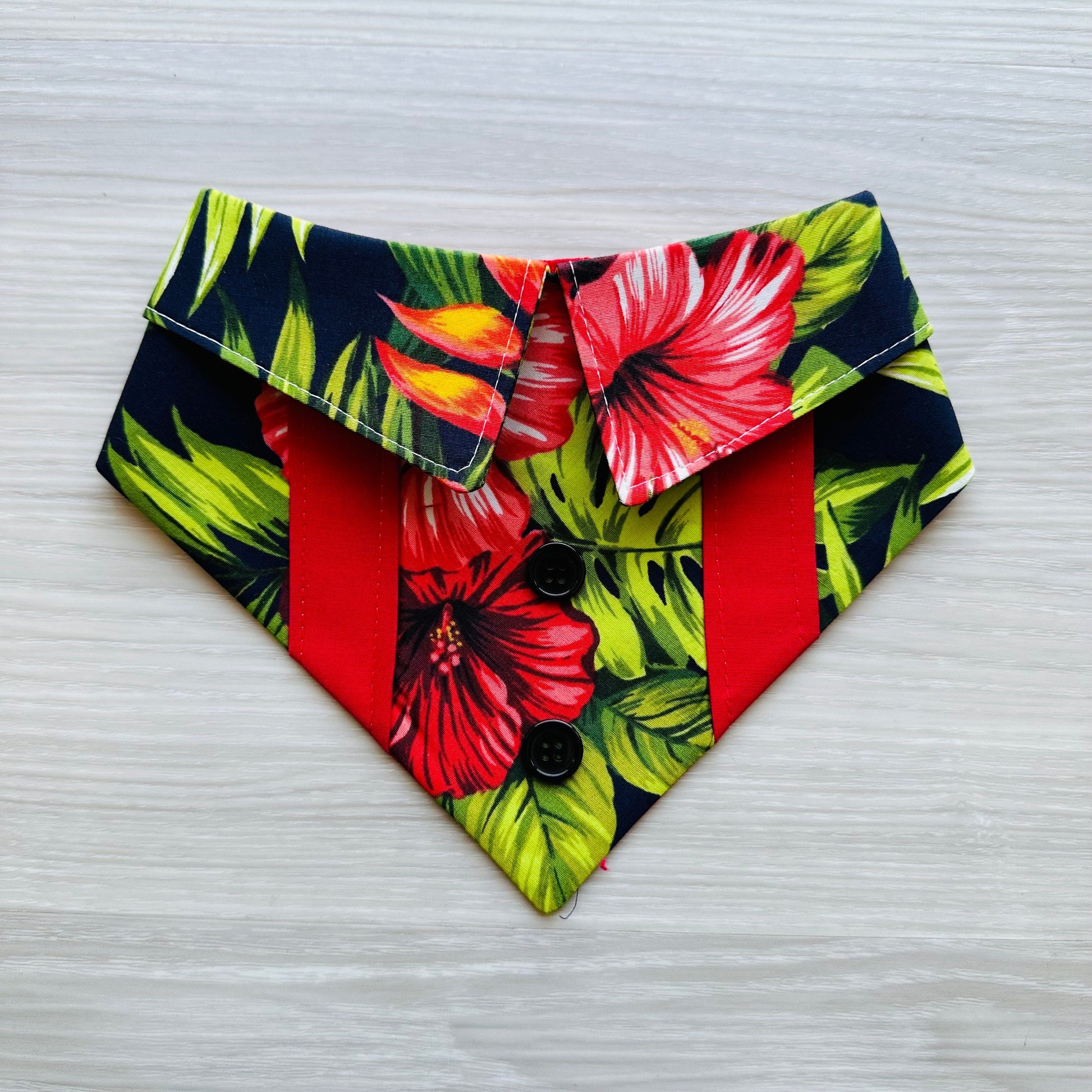 Teal Hawaiian Floral Dog Bandana with Snaps