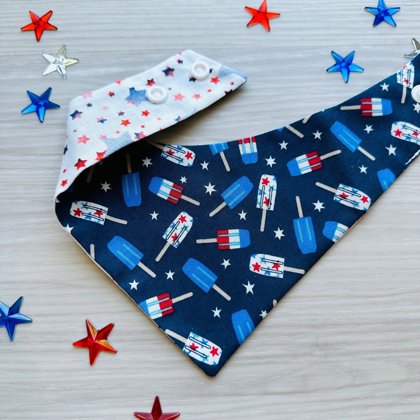 4th of July Dog Bandana, popsicles dog bandana, Summer, Memorial Day, reversible bandana