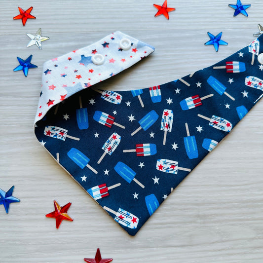 4th of July Dog Bandana, popsicles dog bandana, Summer, Memorial Day, reversible bandana