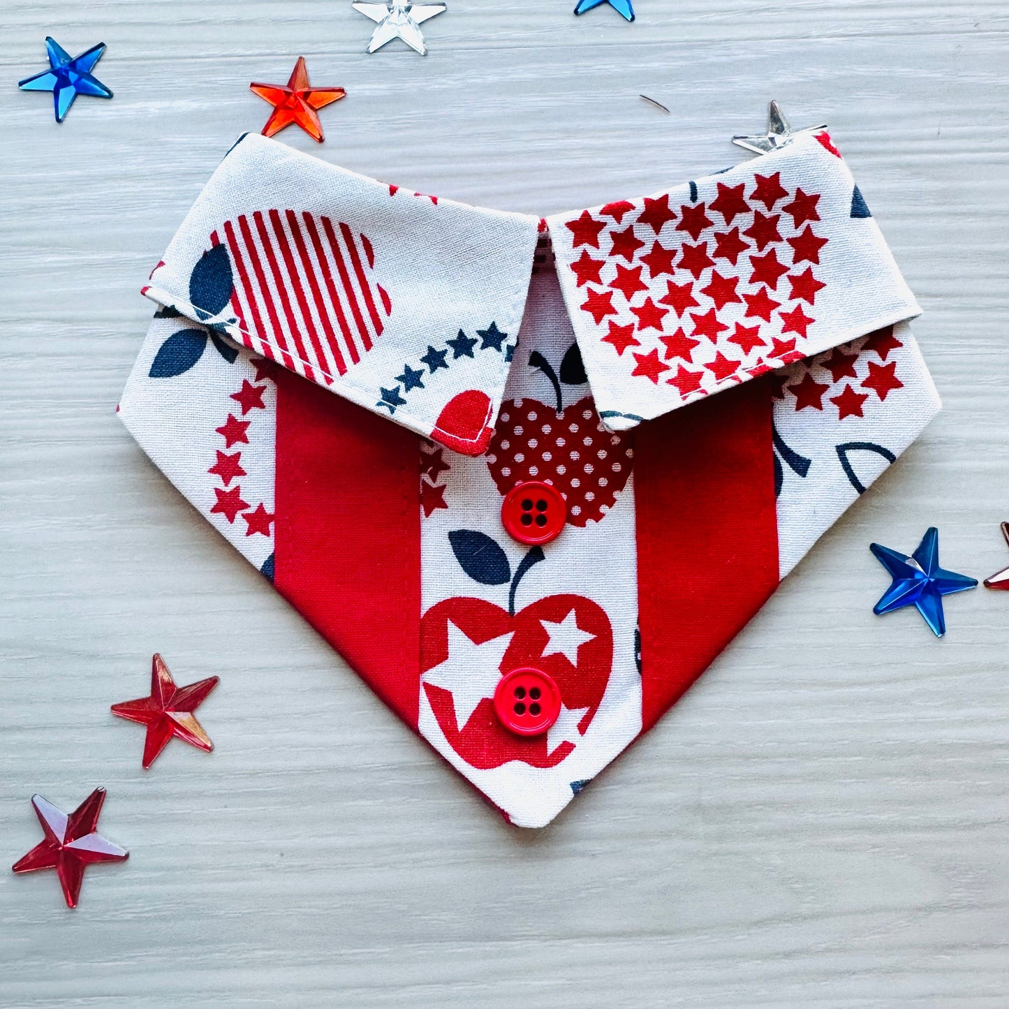 4th of July dog bandana shirts, Red apples, Accessories for pets, summer dog bandana, red white and blue scarf,