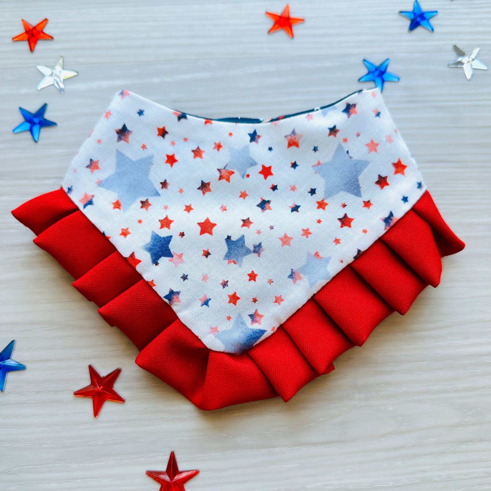 4th of July Dog Bandana with Ruffle, popsicles summer dog bandana, red white and blue, independence dog accessories