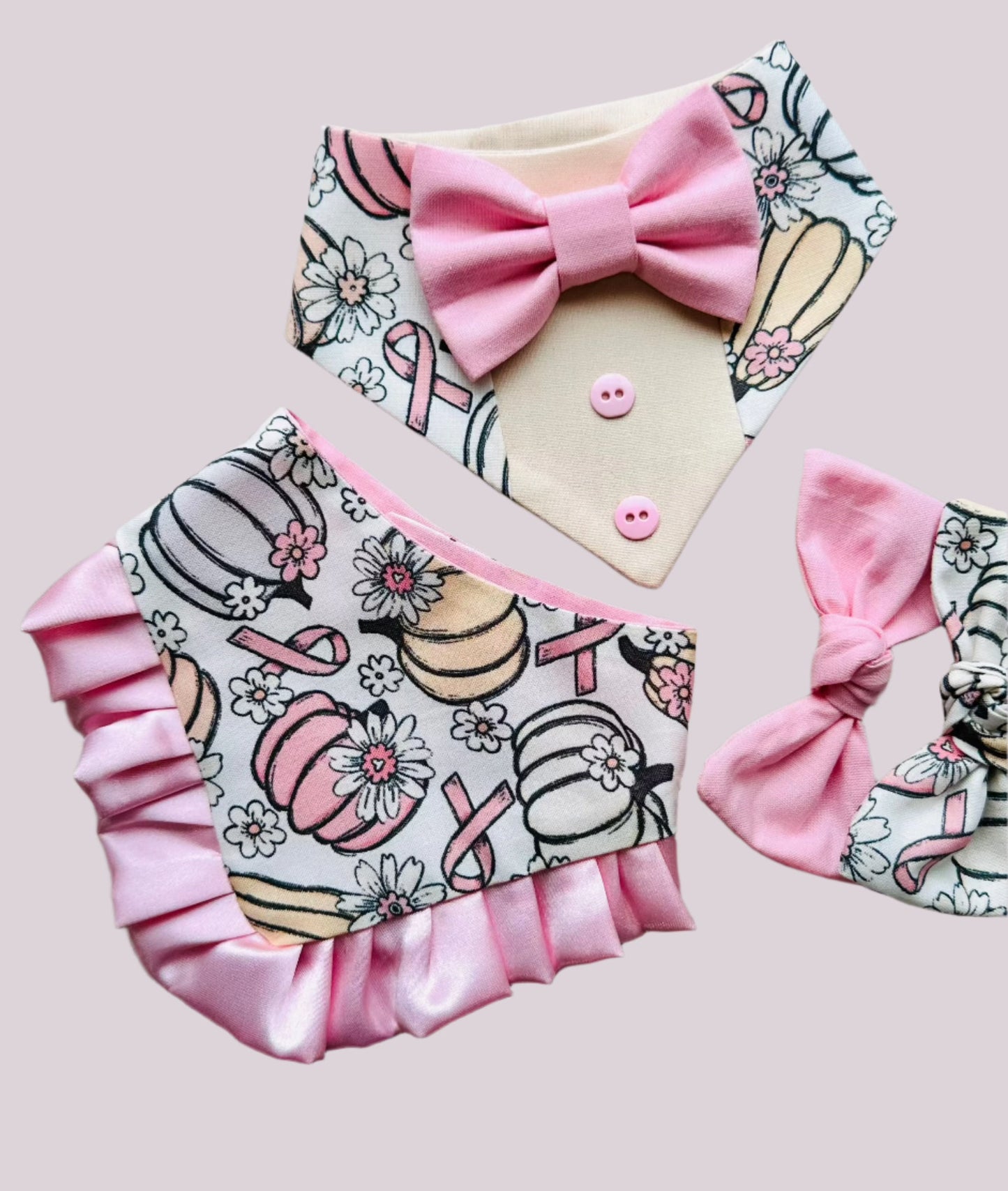 Breast Cancer Awareness Tuxedo dog bandana