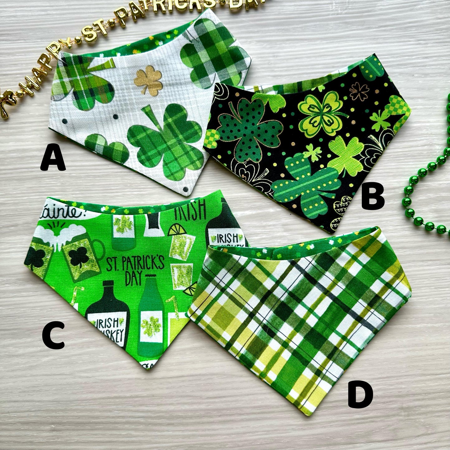 St. Patrick Dog Bandana, Tiny Hats and green polka dot