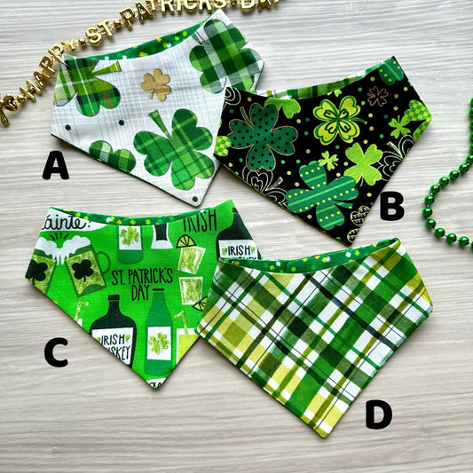 St. Patrick Dog Bandana, Tiny Hats and green polka dot