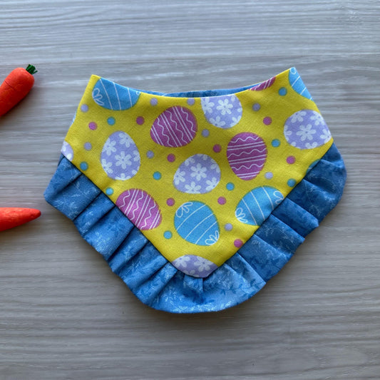 Easter Dog bandana with ruffles, Yellow and blue