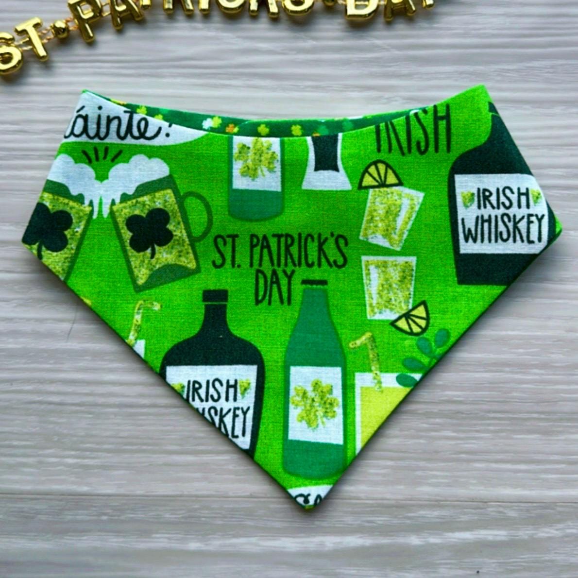 St. Patrick Dog Bandana, Tiny Hats and green polka dot