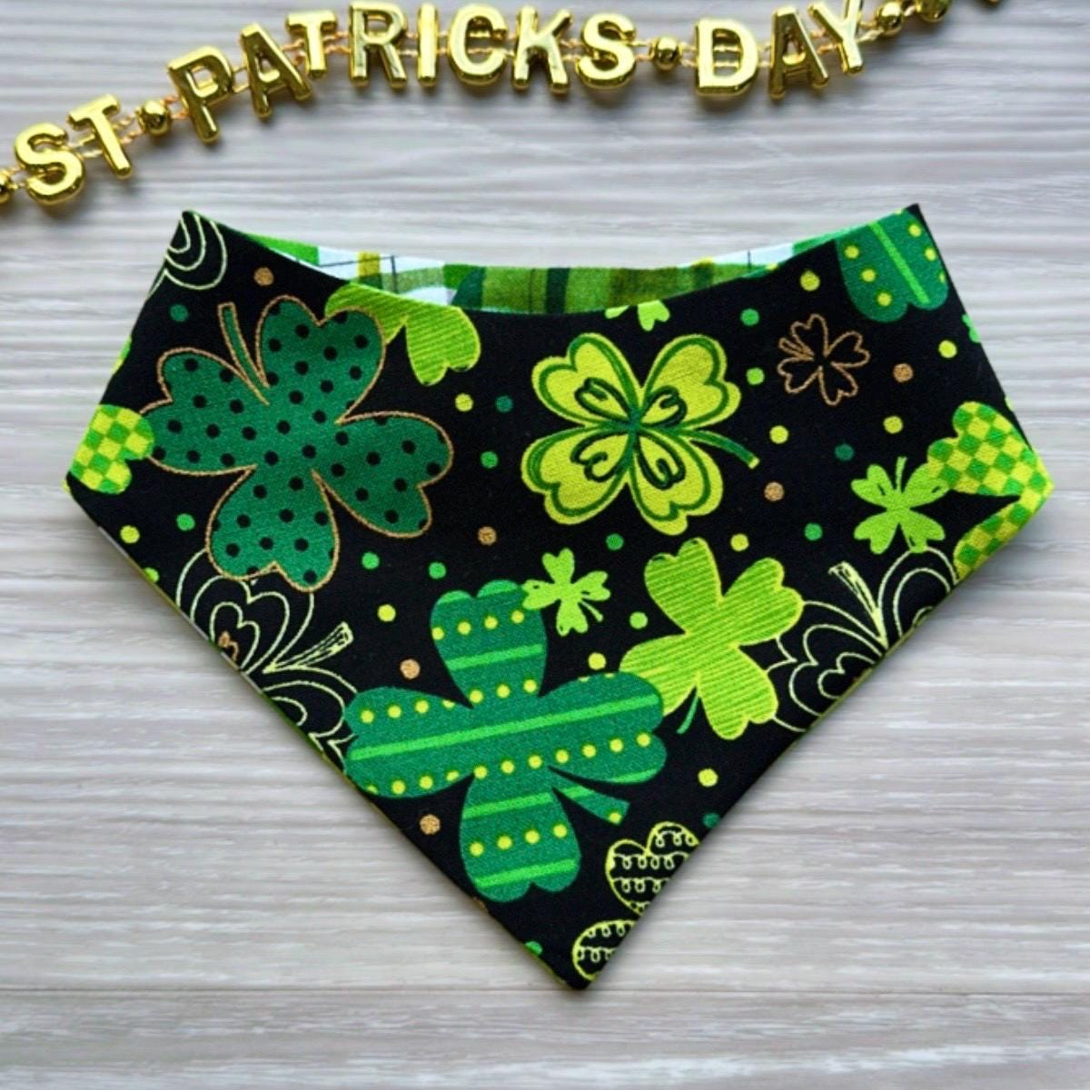 St. Patrick Dog Bandana, Tiny Hats and green polka dot