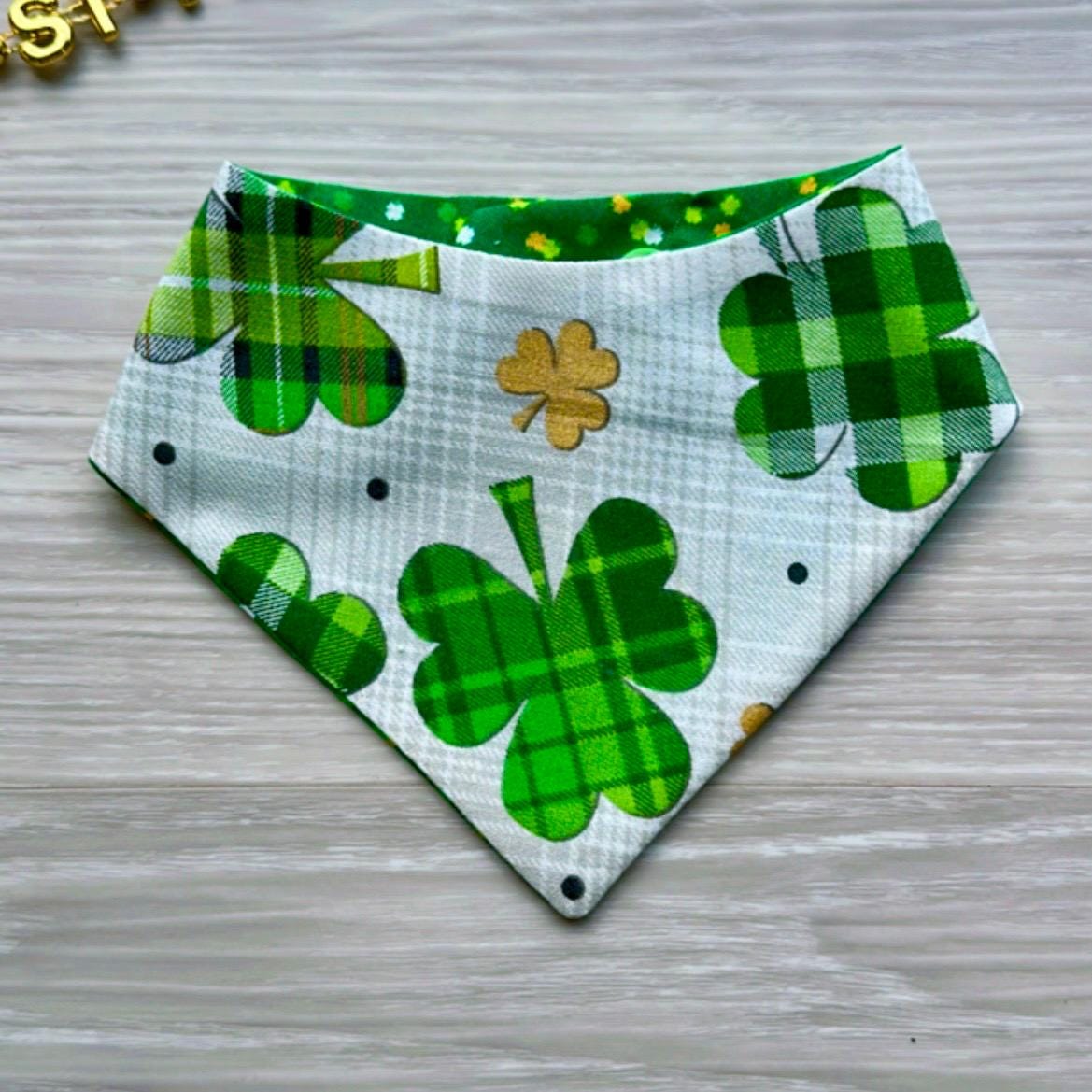 St. Patrick Dog Bandana, Tiny Hats and green polka dot