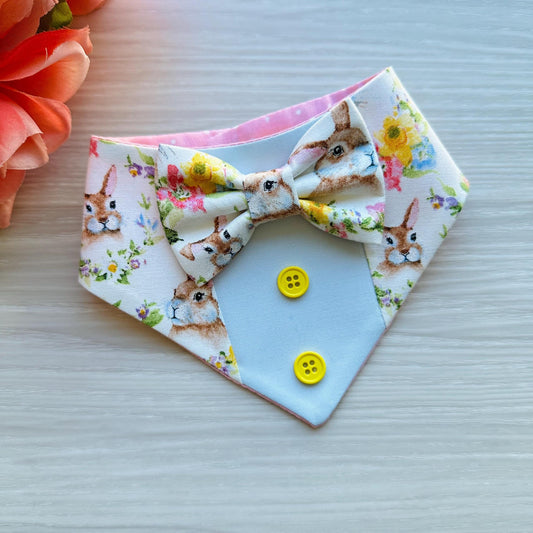 Easter Dog Tuxedo Bandana, Floral bunnies