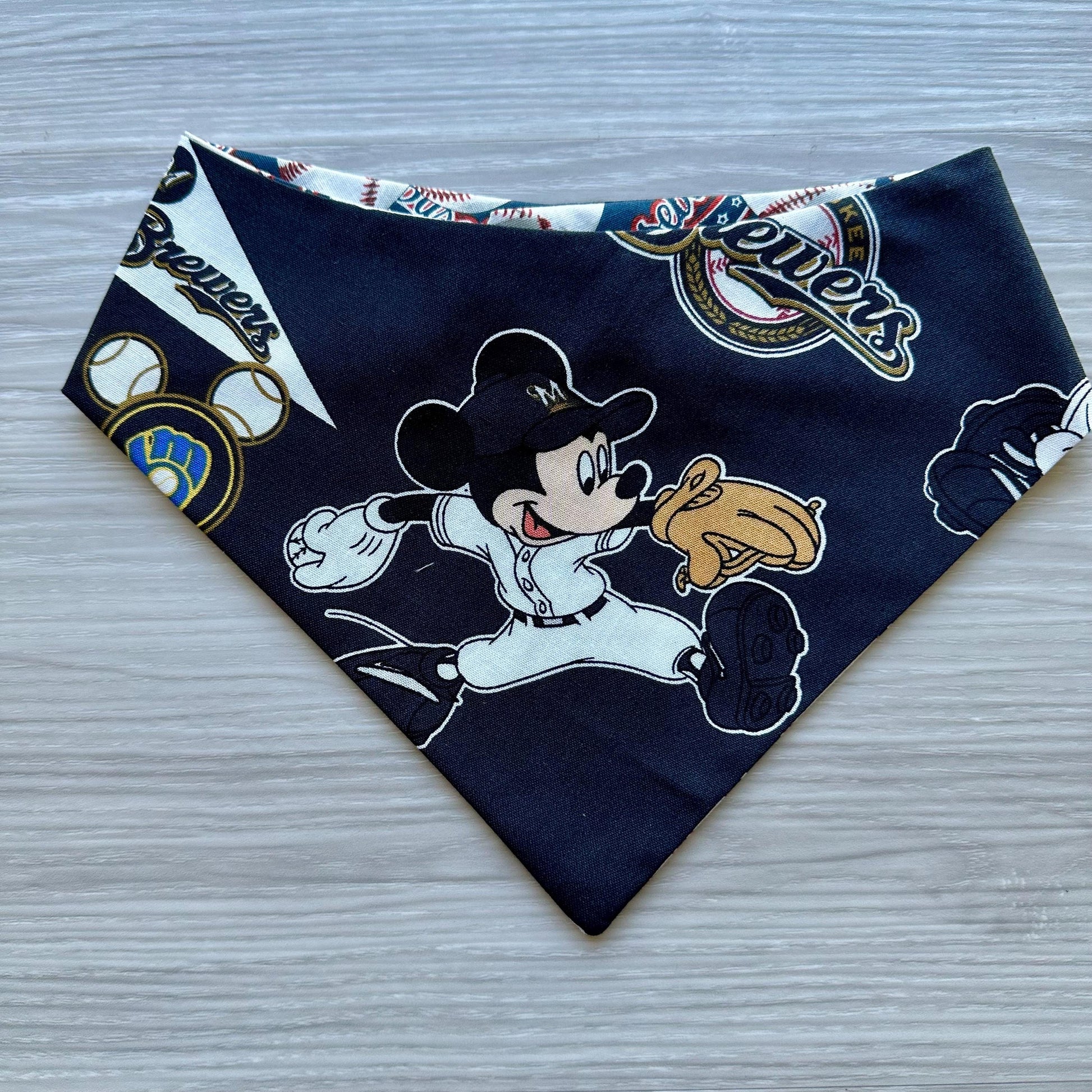 Baseball Reversible Dog Bandana, Over the Collar Pet Scarf