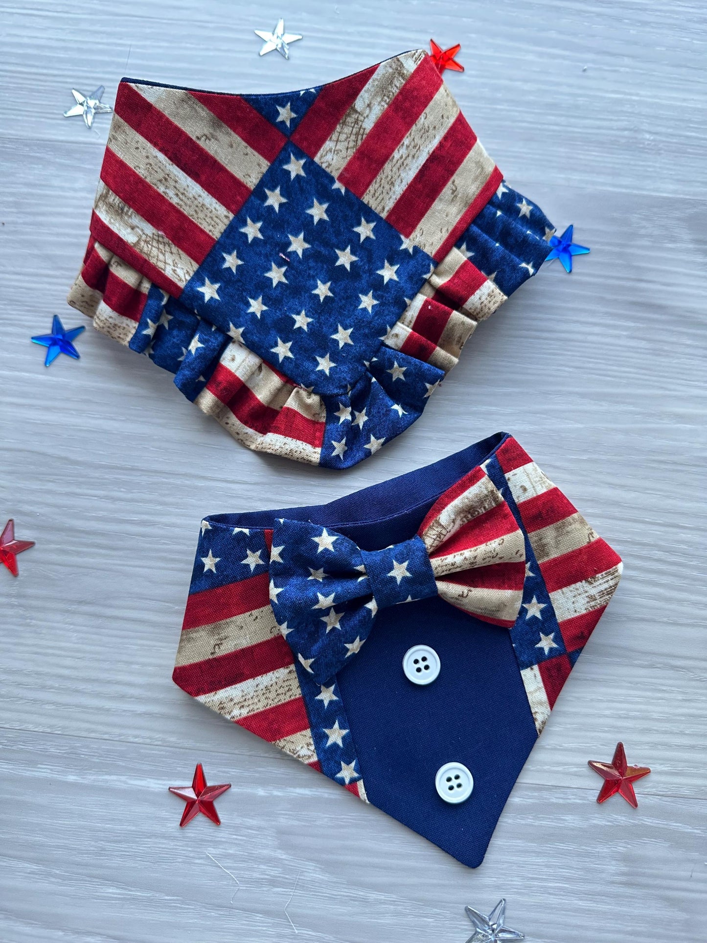 4th of July Dog Bandana ruffle usa flag bandana gift for dog cat summer dog bandana memorial pet accessory patriot reversible bandana
