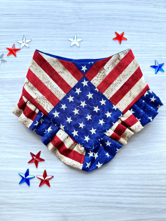 4th of July Dog Bandana ruffle usa flag bandana gift for dog cat summer dog bandana memorial pet accessory patriot reversible bandana