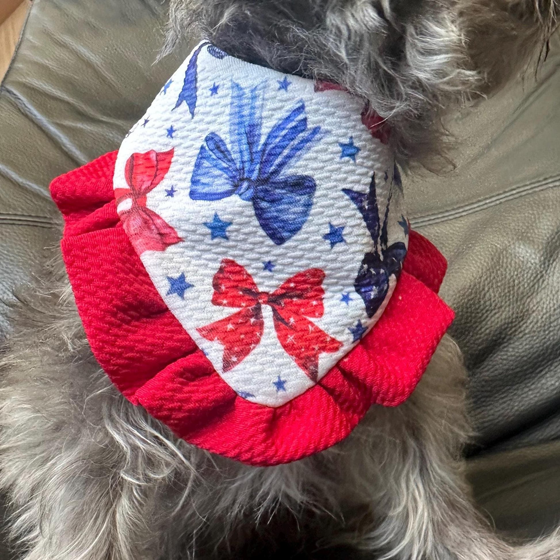4th of July Dog Bandana ruffle red white blue bandana gift for dog cat summer dog bandana Coquette pet accessory patriot reversible bandana