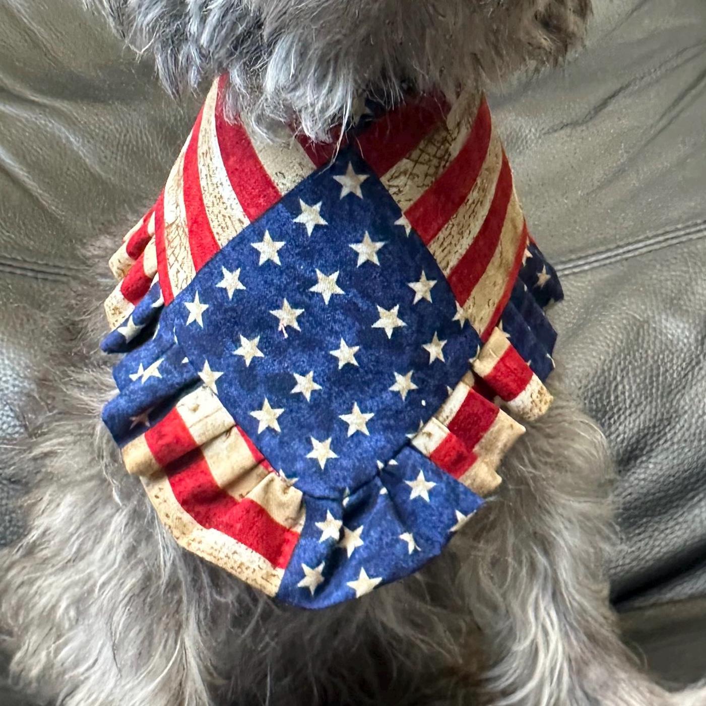 4th of July Dog Bandana ruffle usa flag bandana gift for dog cat summer dog bandana memorial pet accessory patriot reversible bandana