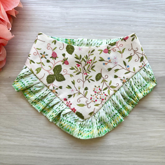 Spring Floral Dog Bandana with Ruffles, Green