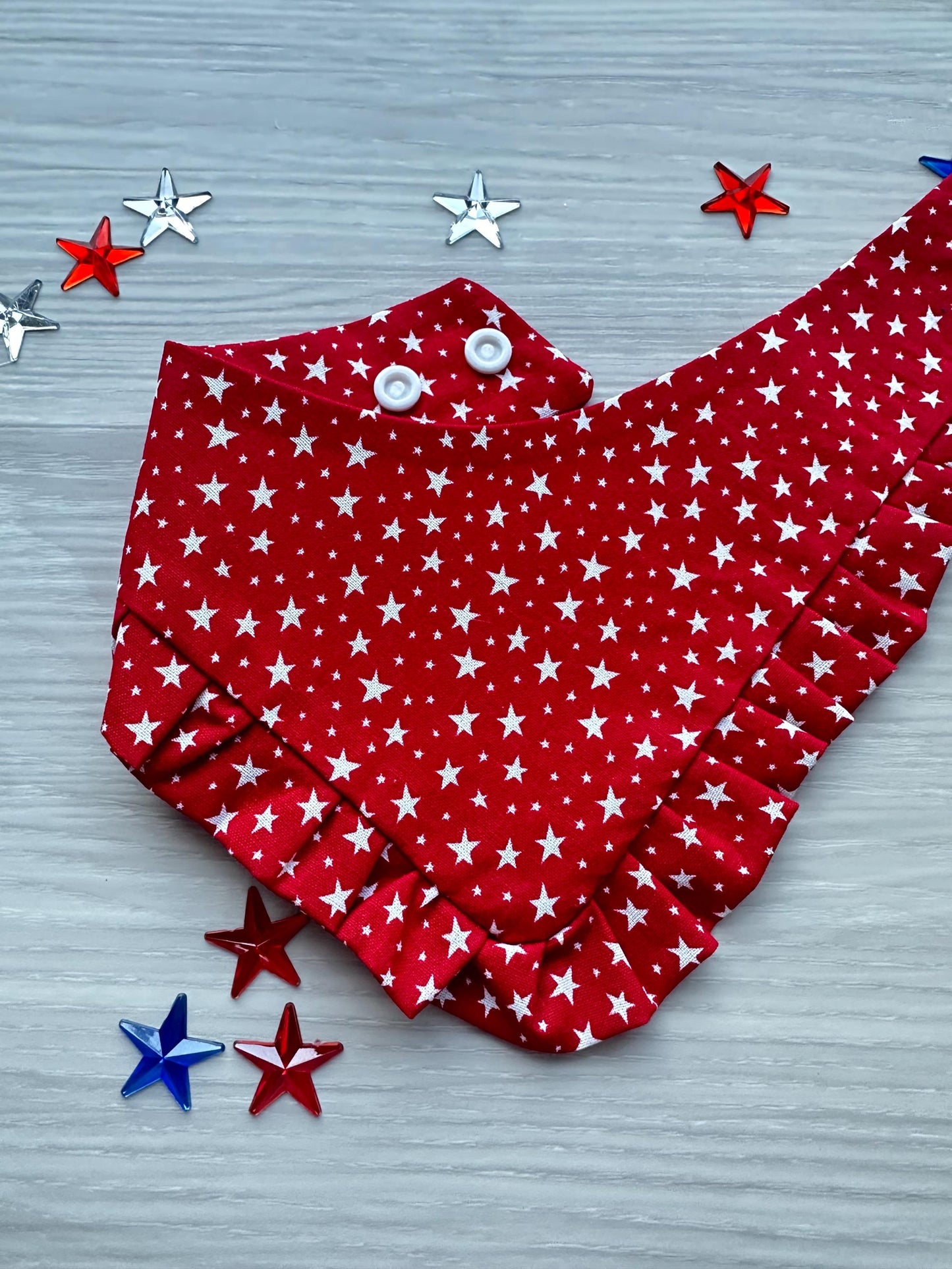 4th of July Dog Bandana ruffle red white star bandana gift for dog cat summer dog bandana memorial pet accessory patriot reversible bandana