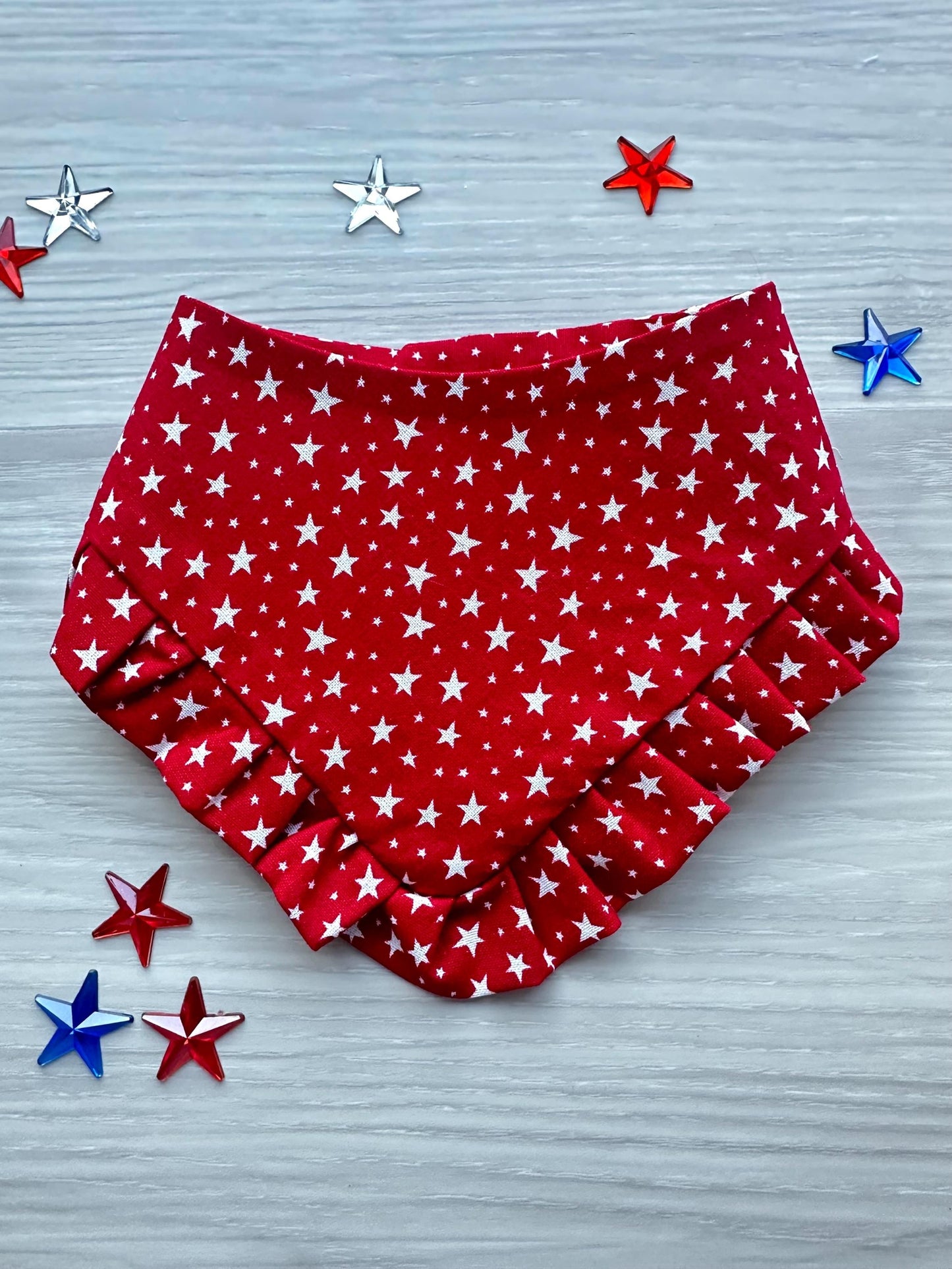 4th of July Dog Bandana ruffle red white star bandana gift for dog cat summer dog bandana memorial pet accessory patriot reversible bandana