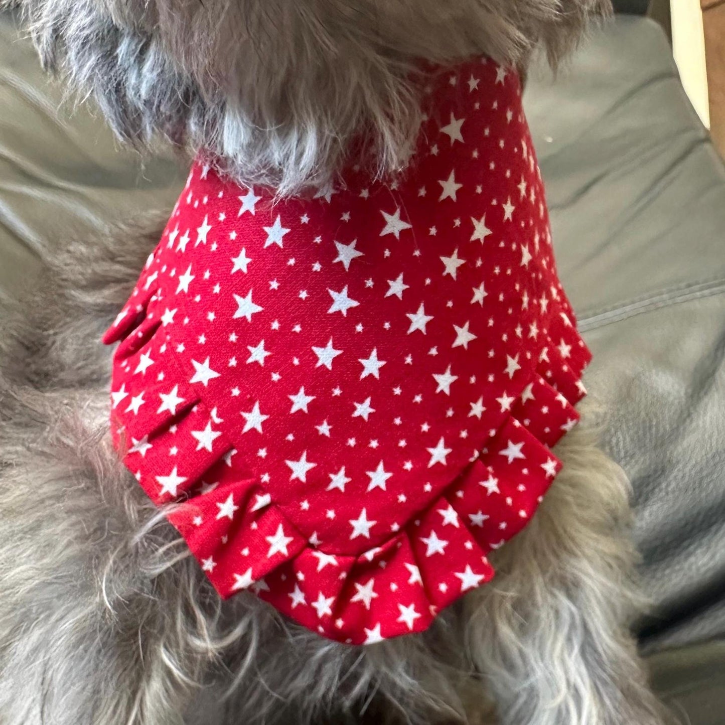 4th of July Dog Bandana ruffle red white star bandana gift for dog cat summer dog bandana memorial pet accessory patriot reversible bandana