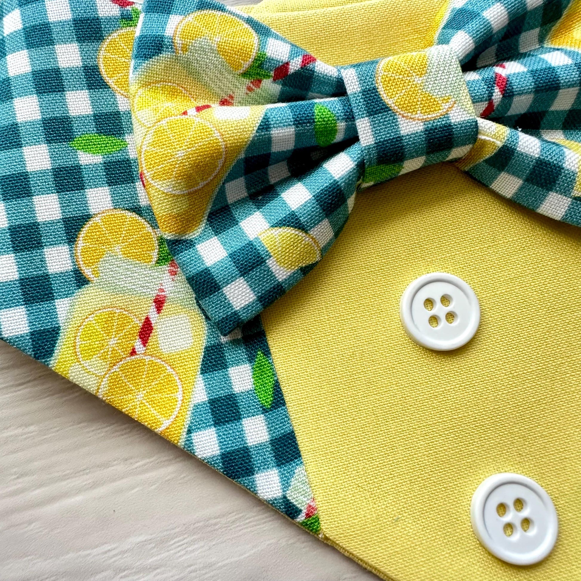 Lemonade Summer Dog Tuxedo Bandana with Bowtie Summer Formal Wear for Dogs Wedding Party Attire bandana with snaps closure fun dog bandana