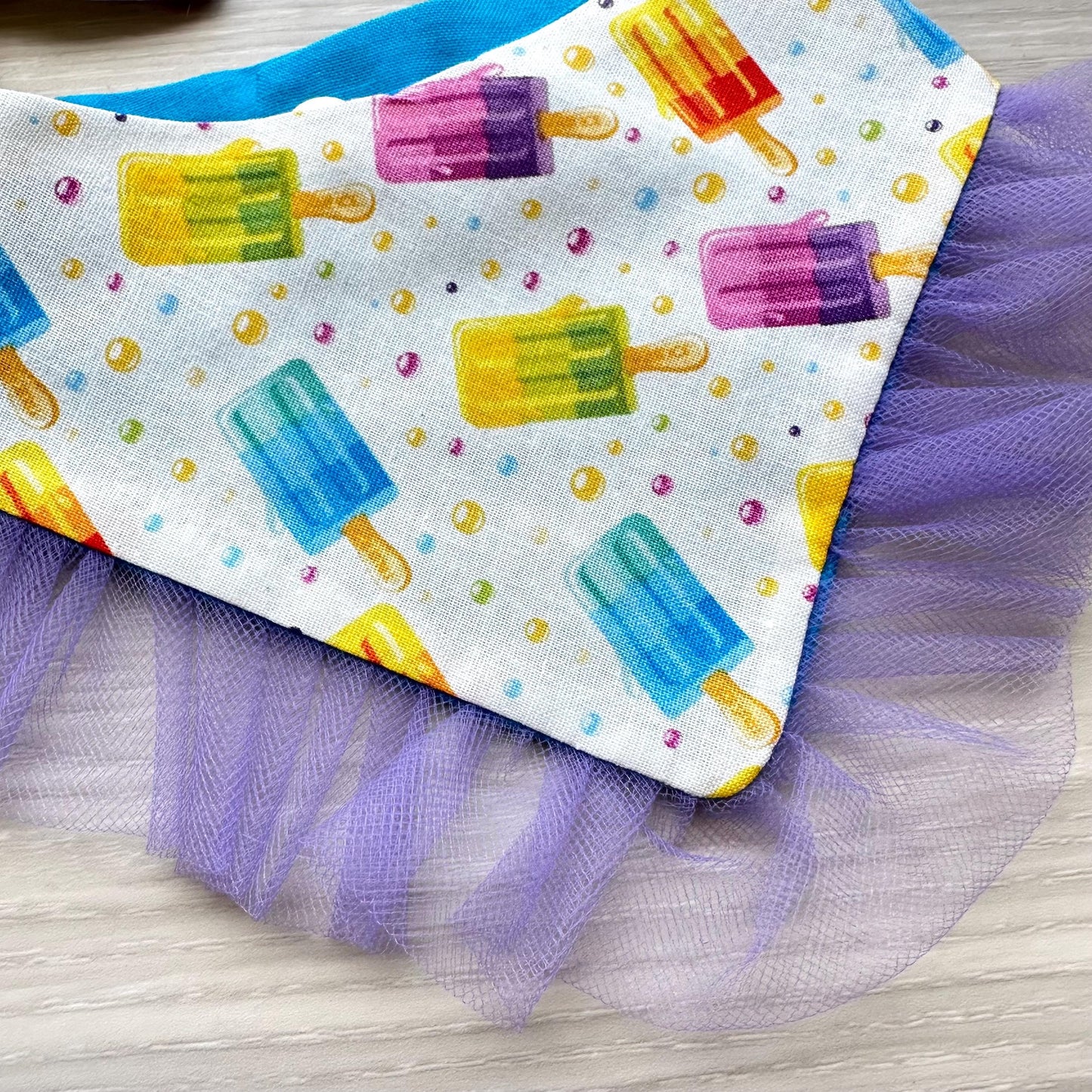 Ice Cream Summer Dog Bandana with Ruffles & Matching Hair Bow Pet Accessory Set Dog Summer Outfit Cute Pet Gift Summer Outfit for Small Dogs