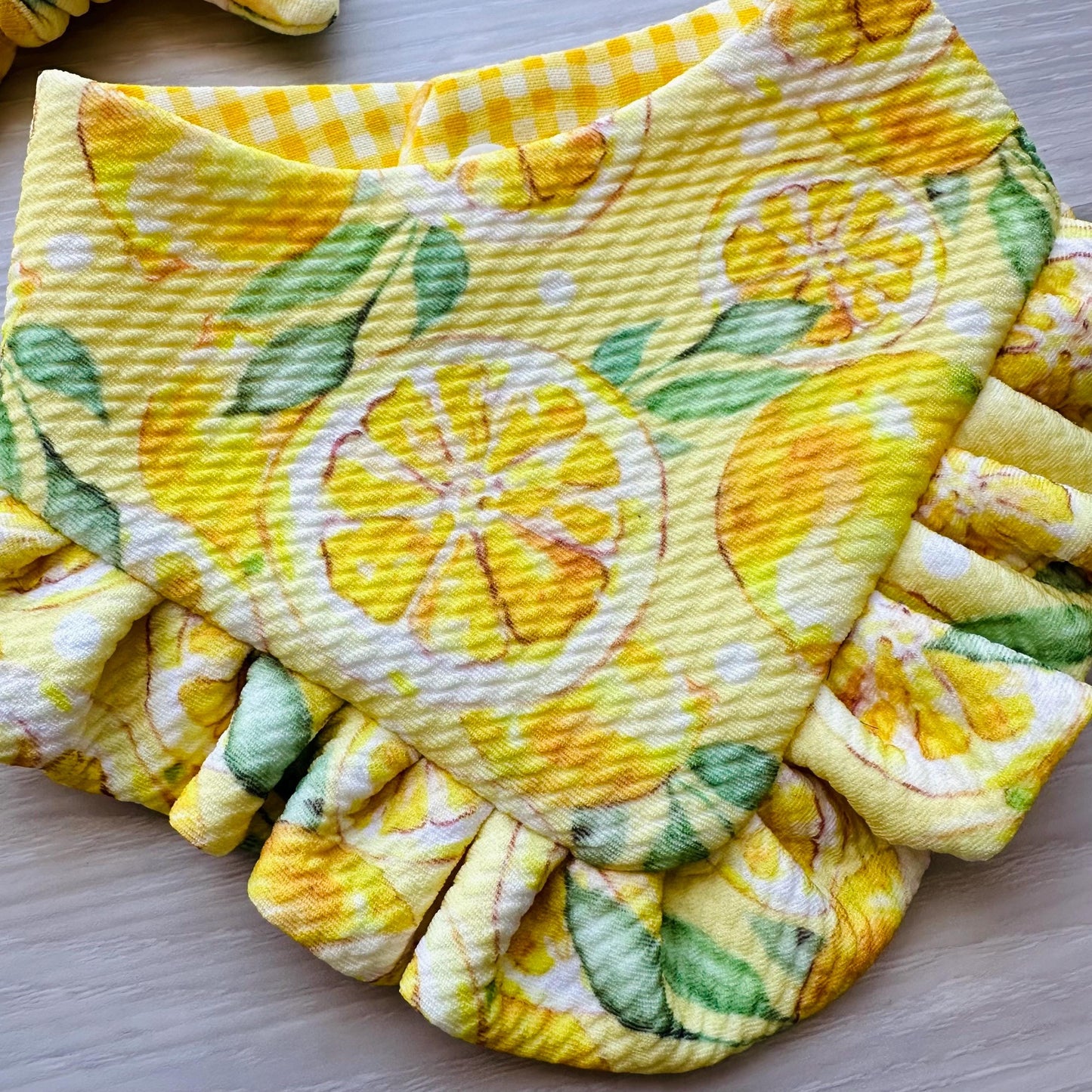 Lemon Summer Dog Bandana with Ruffles & Matching Hair Bow Pet Accessory Set Dog Summer Outfit Cute Pet Gift Summer Outfit for Small Dogs