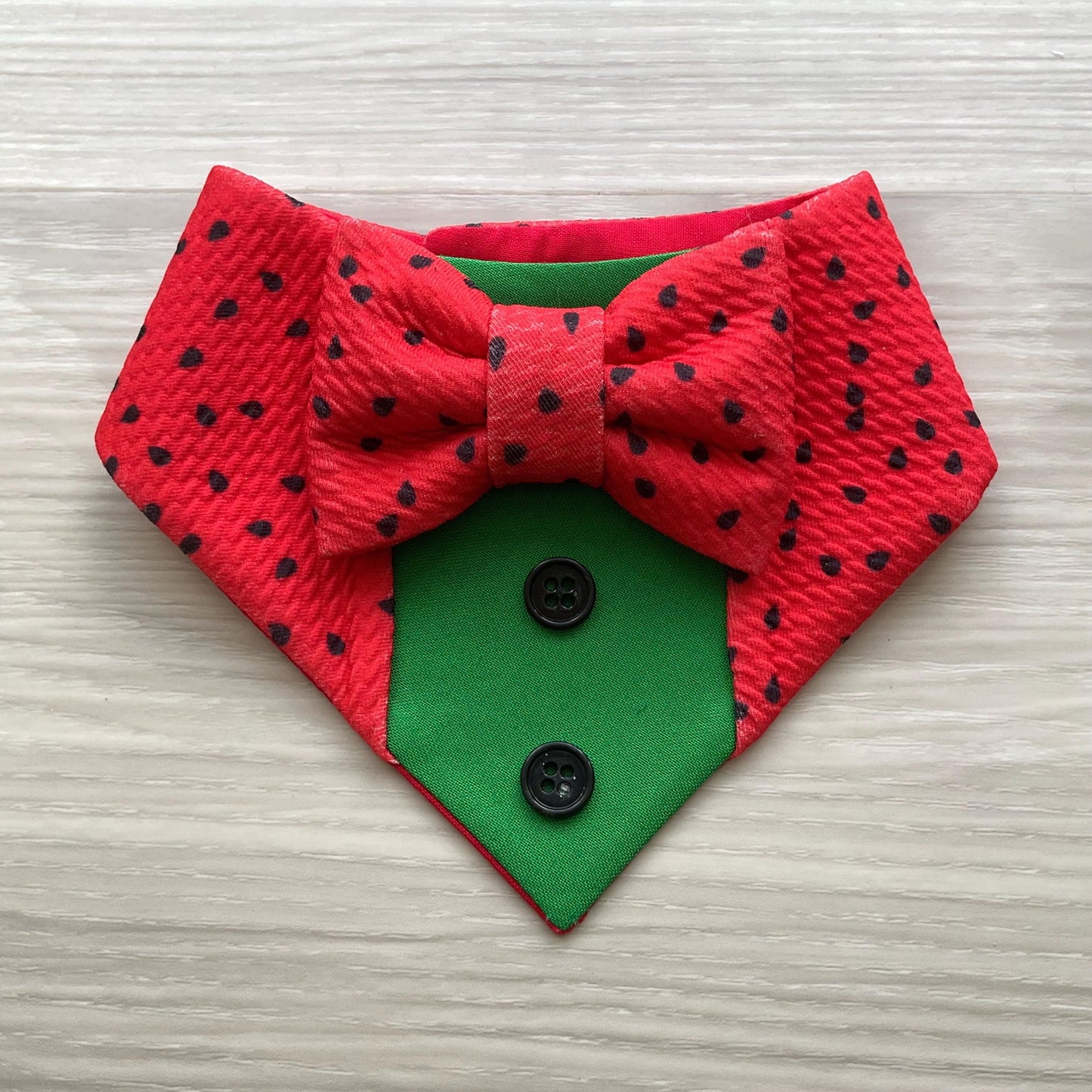 Watermelon Seeds Summer Dog Tuxedo Bandana with Bowtie Summer Formal bandana with snaps closure fun dog bandana