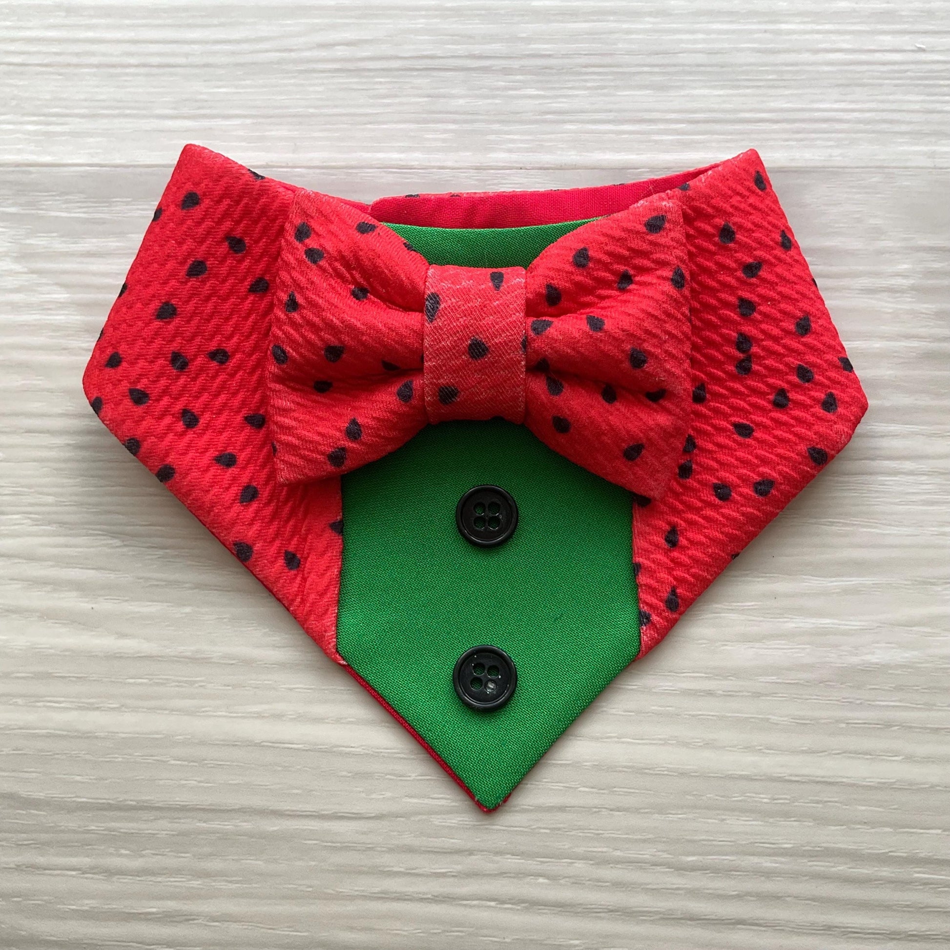 Watermelon Seeds Summer Dog Tuxedo Bandana with Bowtie Summer Formal bandana with snaps closure fun dog bandana
