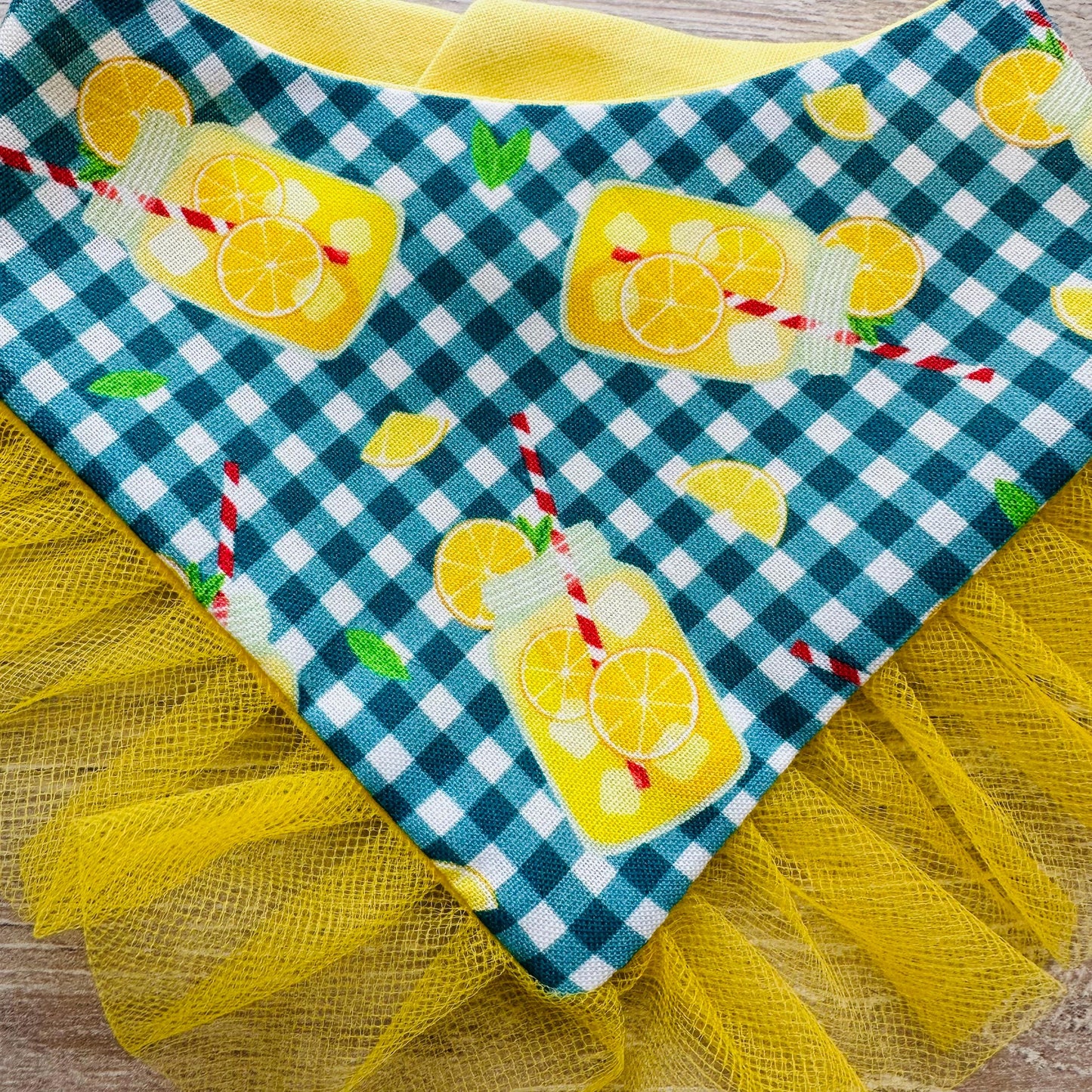 Lemonade Summer Dog Bandana with Ruffles & Matching Hair Bow Pet Accessory Set Dog Summer Outfit Cute Pet Gift Summer Outfit for Small Dogs