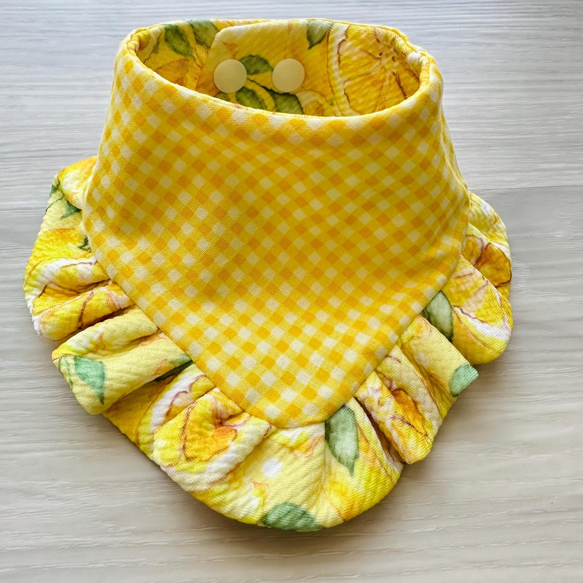 Lemon Summer Dog Bandana with Ruffles & Matching Hair Bow Pet Accessory Set Dog Summer Outfit Cute Pet Gift Summer Outfit for Small Dogs