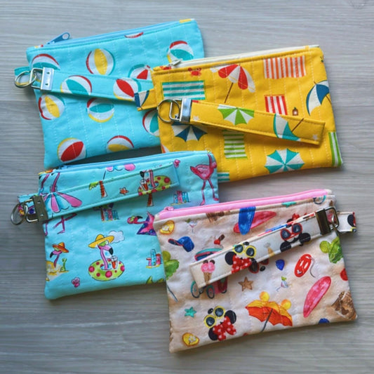 SET Zipper Pouch/Coin Purse with Matching Key Fob Handmade Quilted wristlets key chain wallets