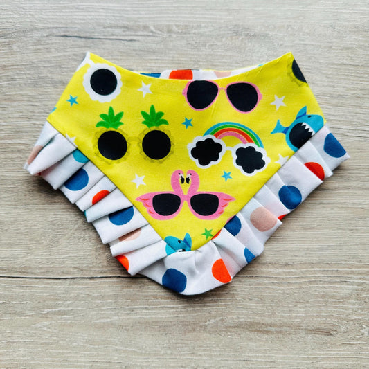 Summer Dog Bandana with Ruffles Beach sunglasses