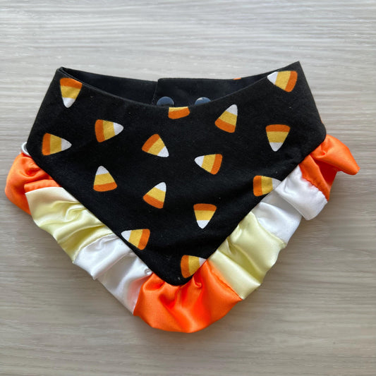 Halloween Dog Bandana | Spooky Pet Bandana | Halloween Pet Accessory | Candy cane Dog Bandana | Double Sided Pet Bandana with ruffle