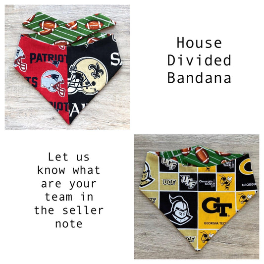 Sport Bandana house divided, baseball puppy football scarf, football and basketball dog gift NFL