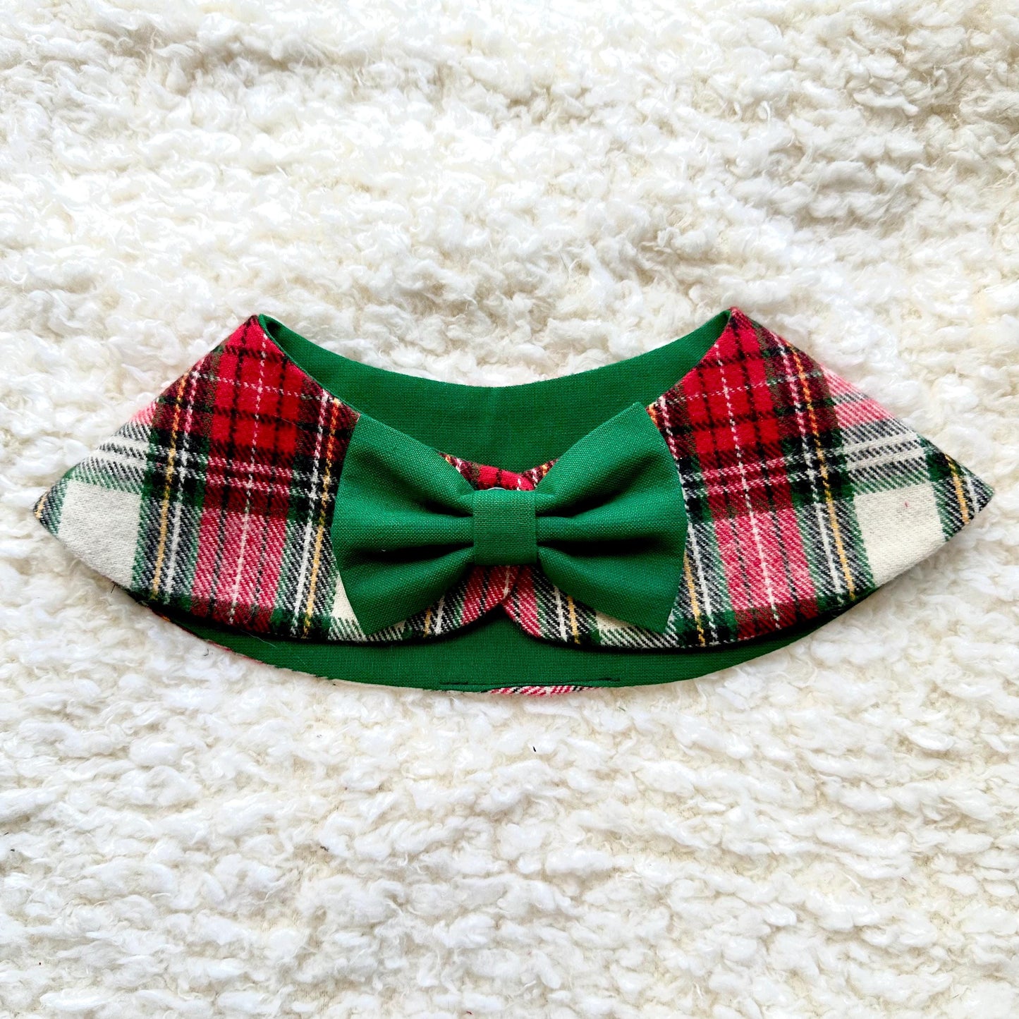 Christmas Dog Bandana Cape with Bowtie, Red white tartan Neck Collar Boy, Dog Accessories Scarf, Dog Mom Gift, Gift for puppies
