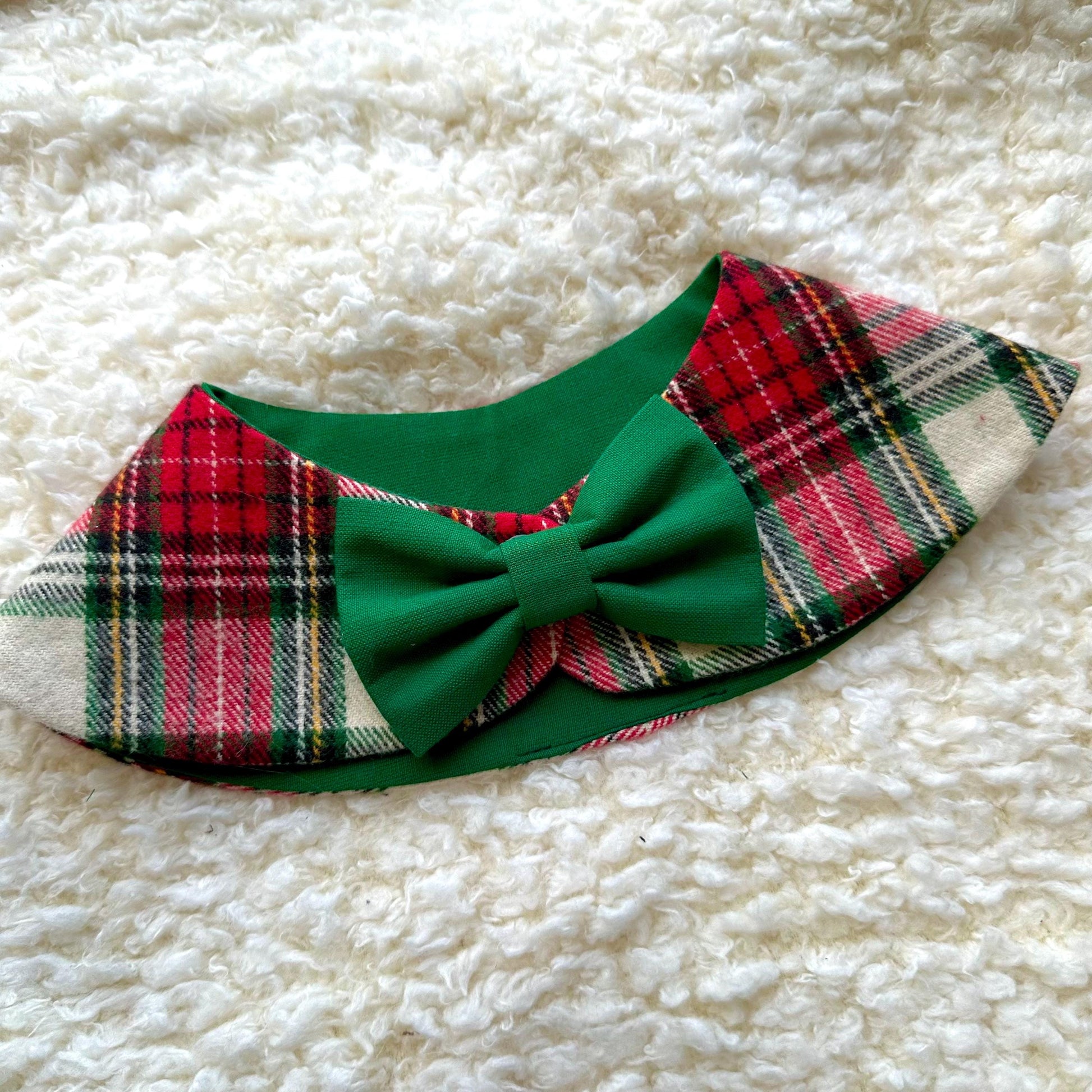 Christmas Dog Bandana Cape with Bowtie, Red white tartan Neck Collar Boy, Dog Accessories Scarf, Dog Mom Gift, Gift for puppies