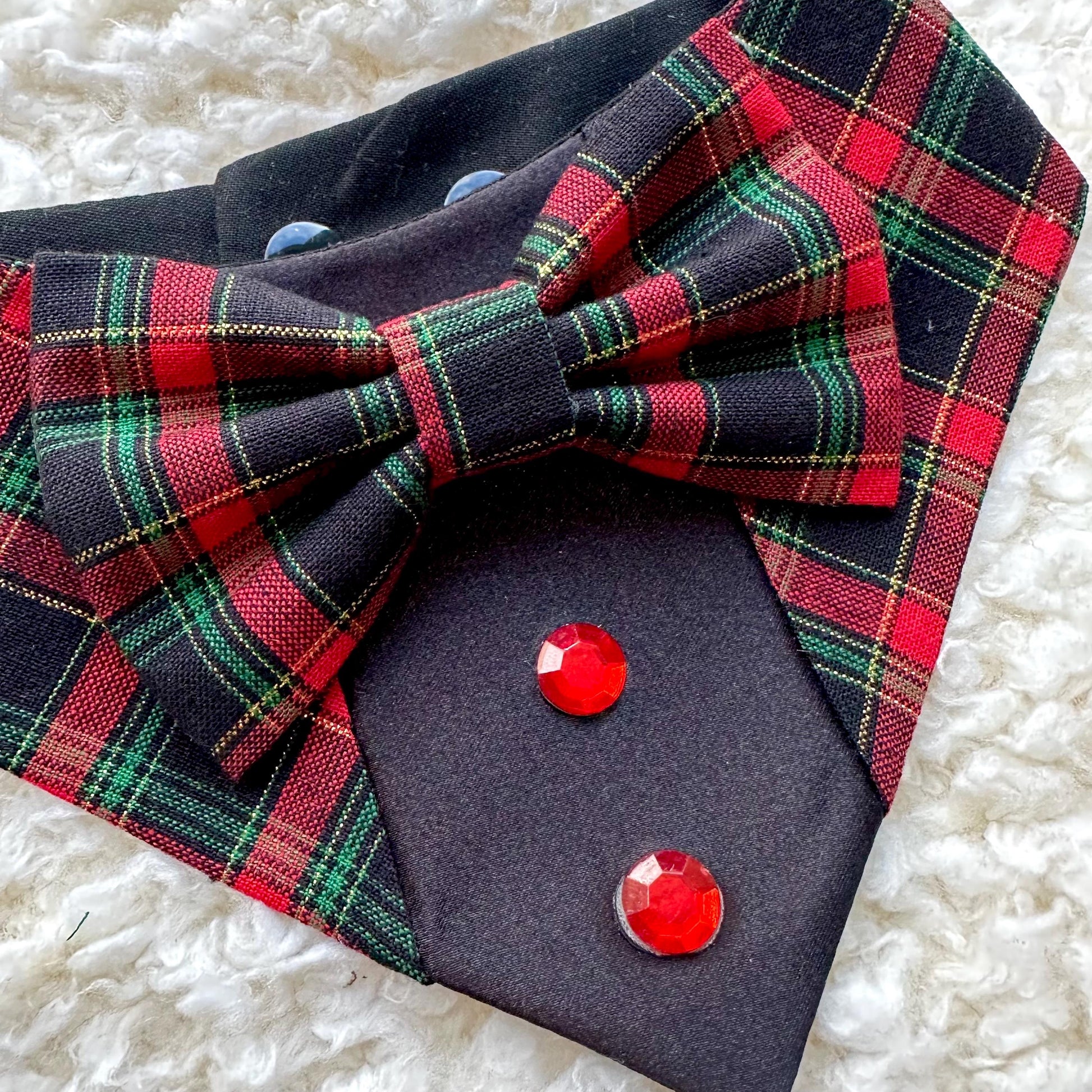 Christmas Black Green and Red Plaid Dog Tuxedo Bandana, Lumber jack pet bandana, Christmas gift for the holiday,dog holiday scarf, fancy dog
