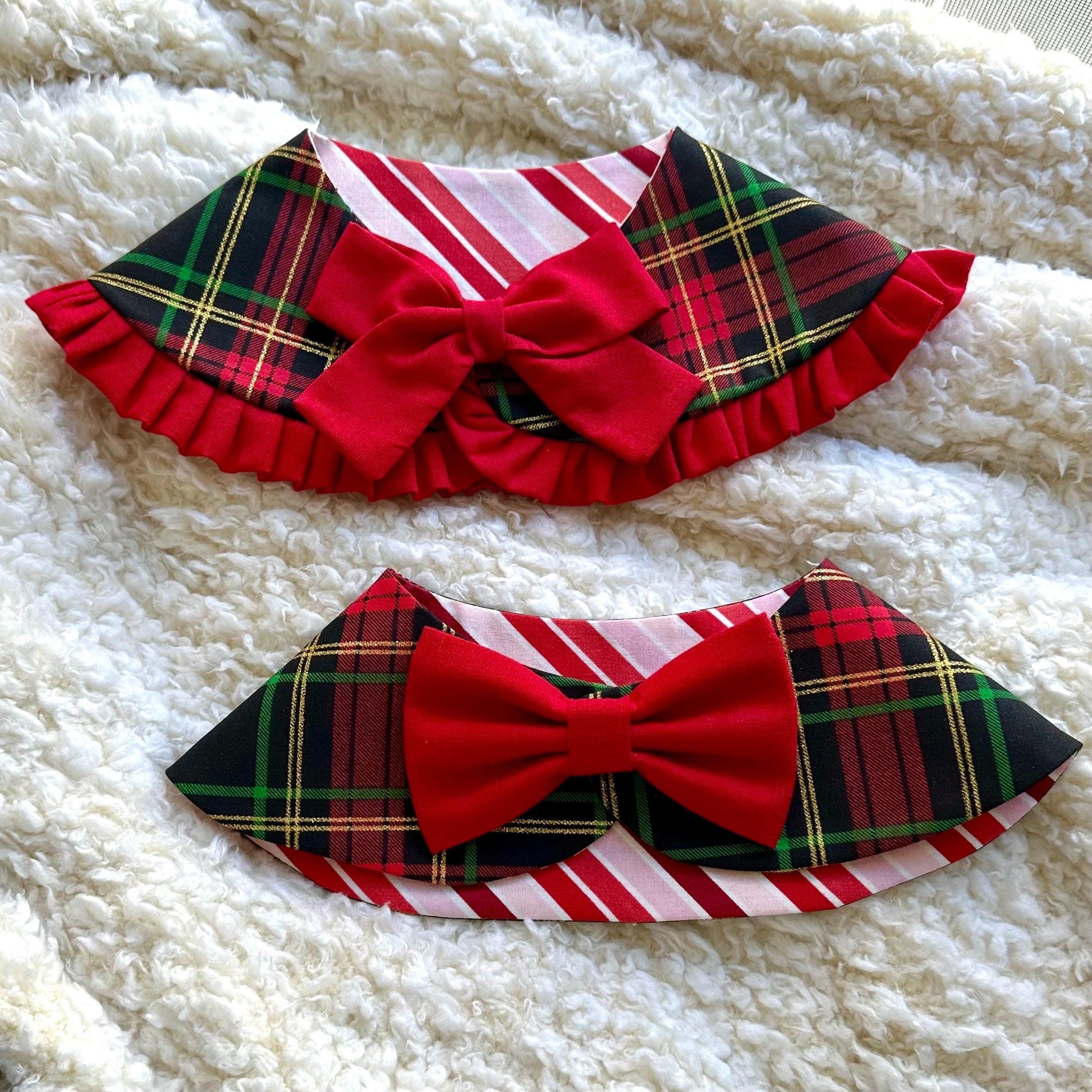 Christmas Dog Bandana Cape with Bowtie, Black Green Plaid Neck Collar Boy, Dog Neck Scarf, Dog Accessories Scarf, Gift for puppies