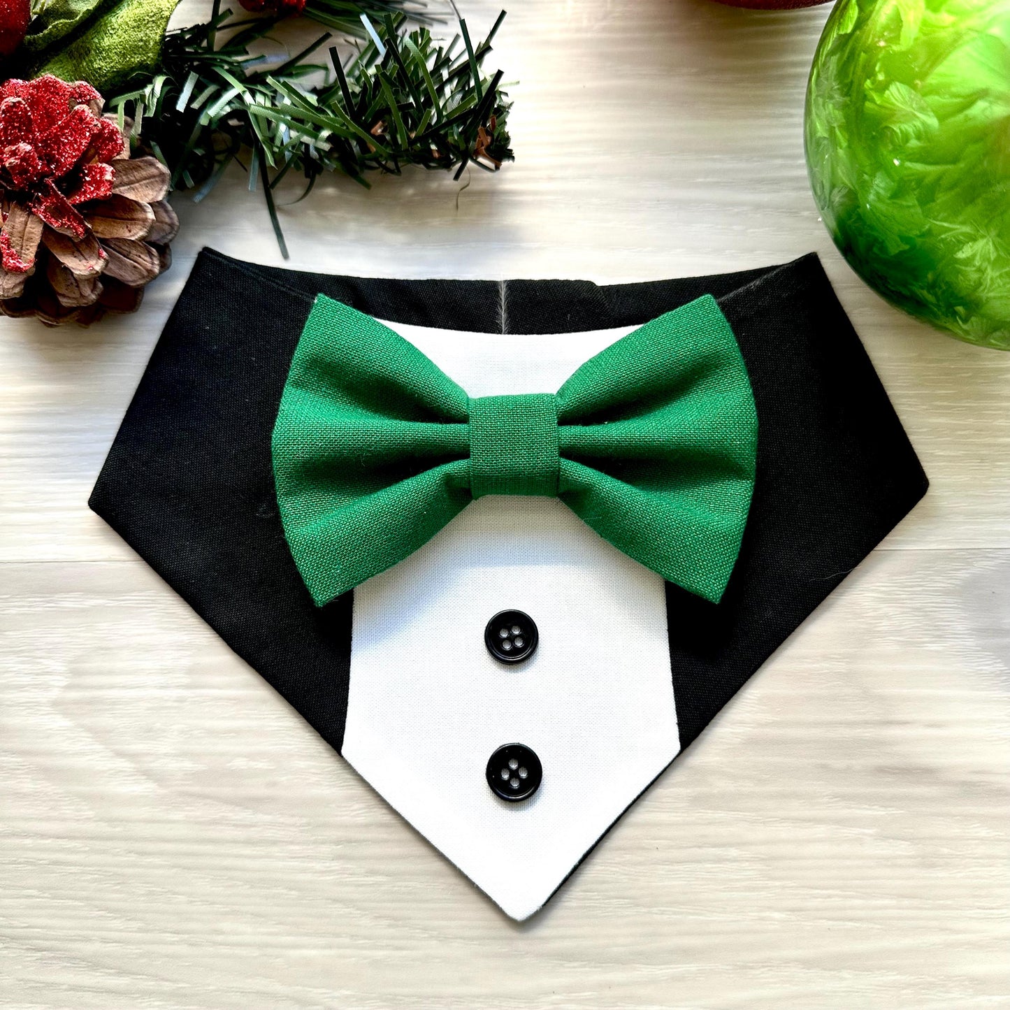 Christmas Dog Tuxedo Bandana, dog gift for the holidays dog accessories and cats accessories, wedding dog collars dog tux formal dog attire