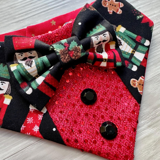 Christmas Dog Tuxedo Bandana, nutcracker dog gift for the holidays dog accessories and cats accessories, dog tux formal dog attire