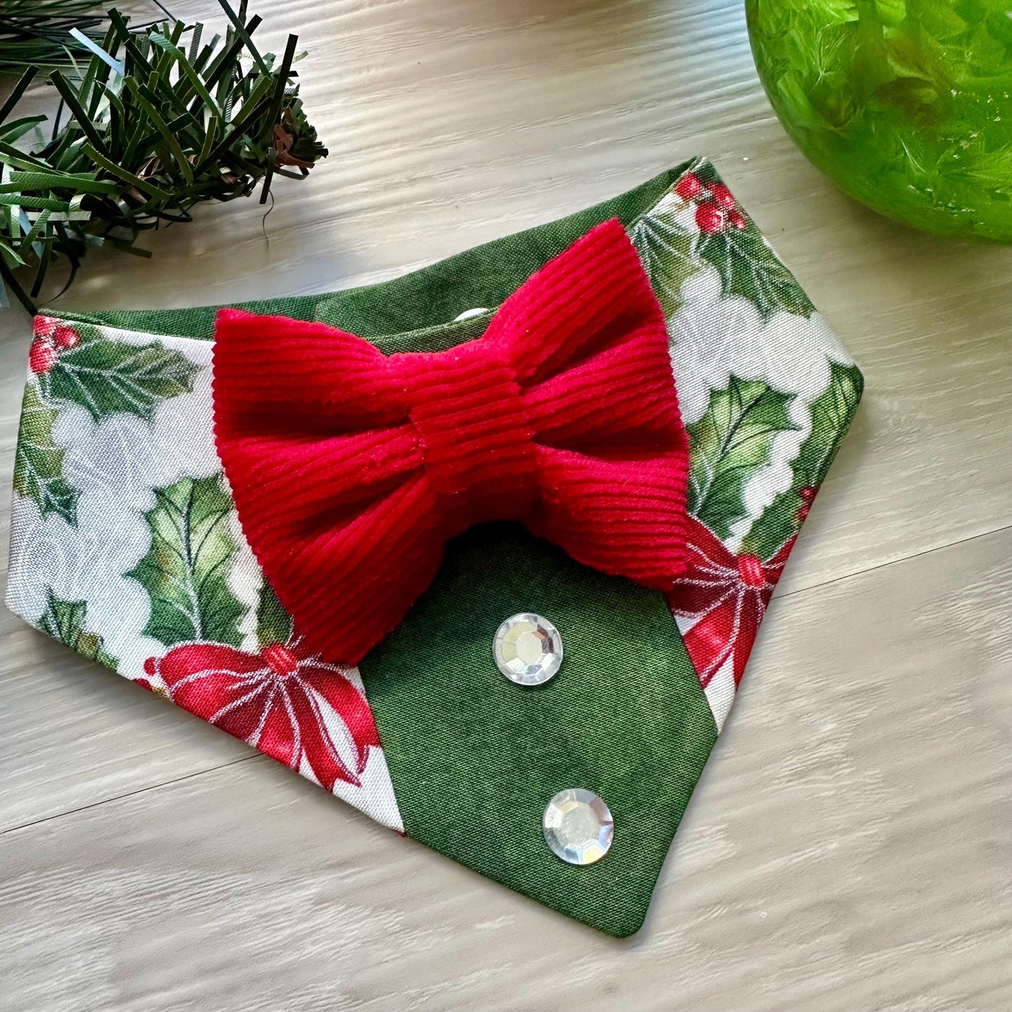 Christmas Dog Tuxedo Bandana, Mistletoe dog gift for the holidays dog accessories and cats accessories, dog tux formal dog attire