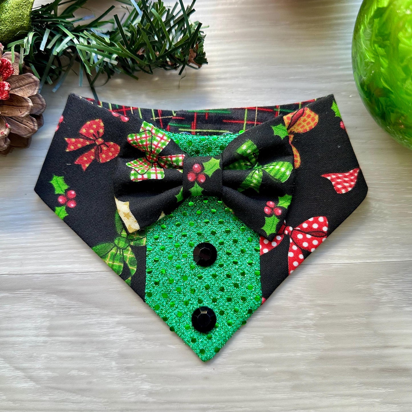Christmas Dog Tuxedo Bandana, nutcracker dog gift for the holidays dog accessories and cats accessories, dog tux formal dog attire