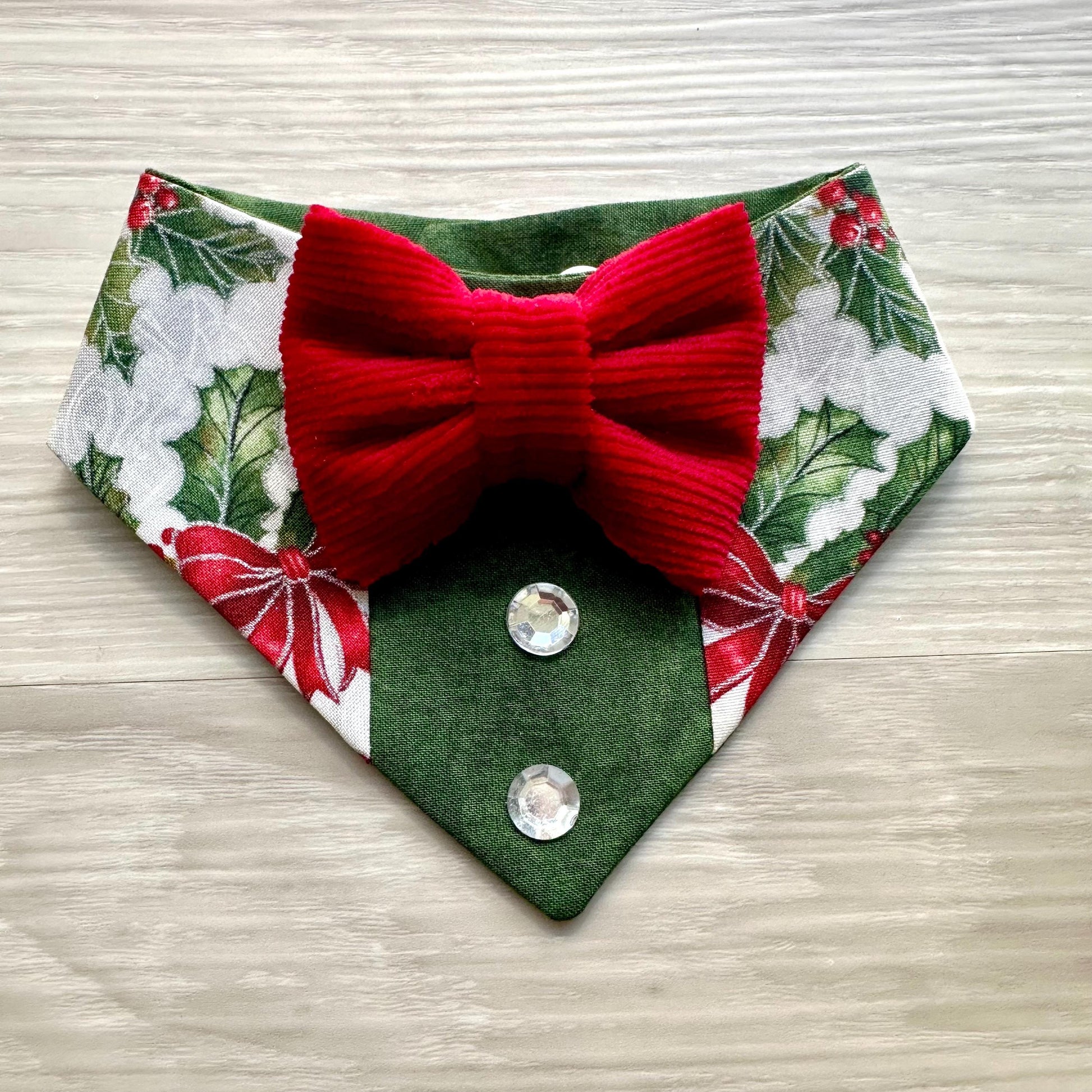 Christmas Dog Tuxedo Bandana, Mistletoe dog gift for the holidays dog accessories and cats accessories, dog tux formal dog attire