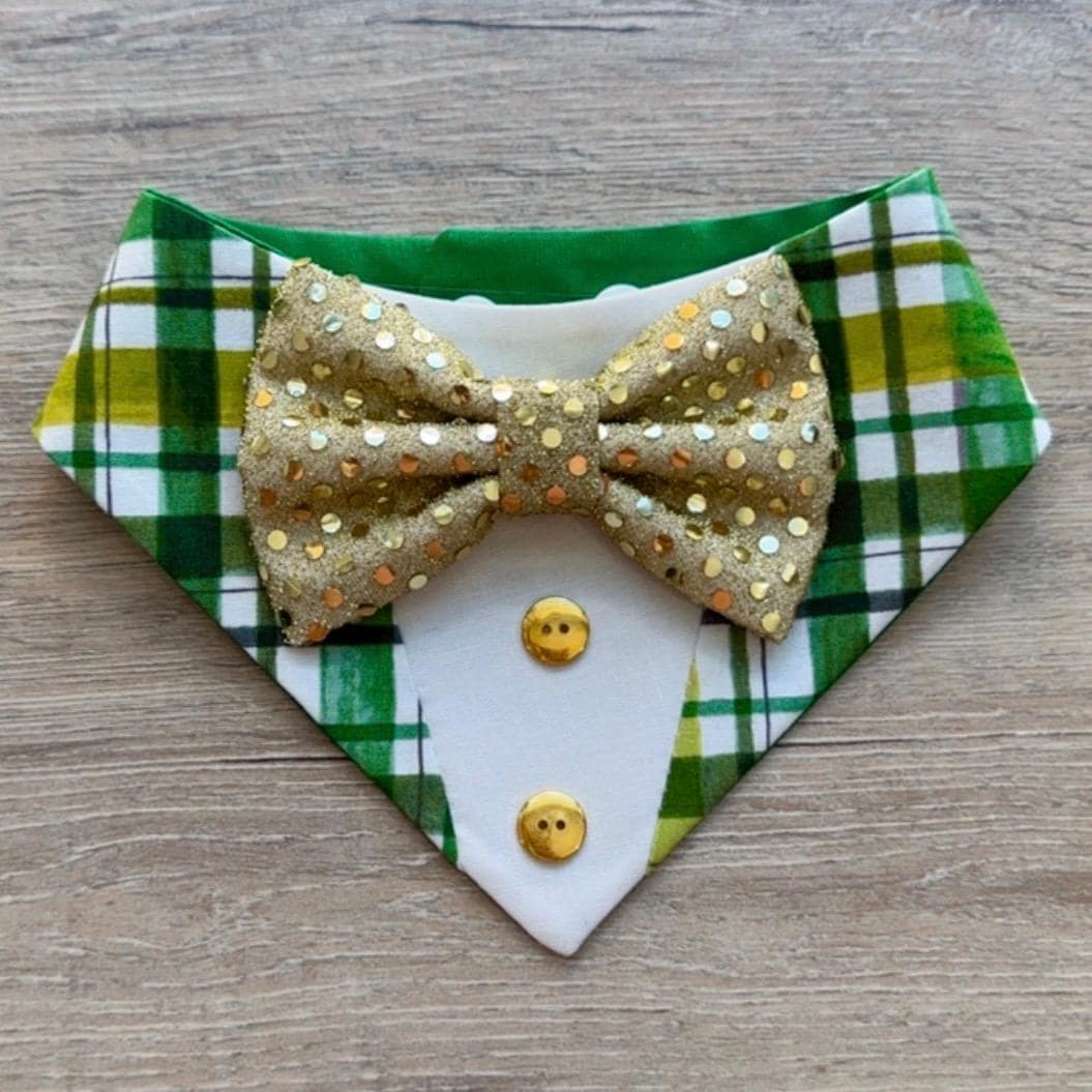 St. Patrick Dog Tuxedo Bandana, Chalk shamrocks