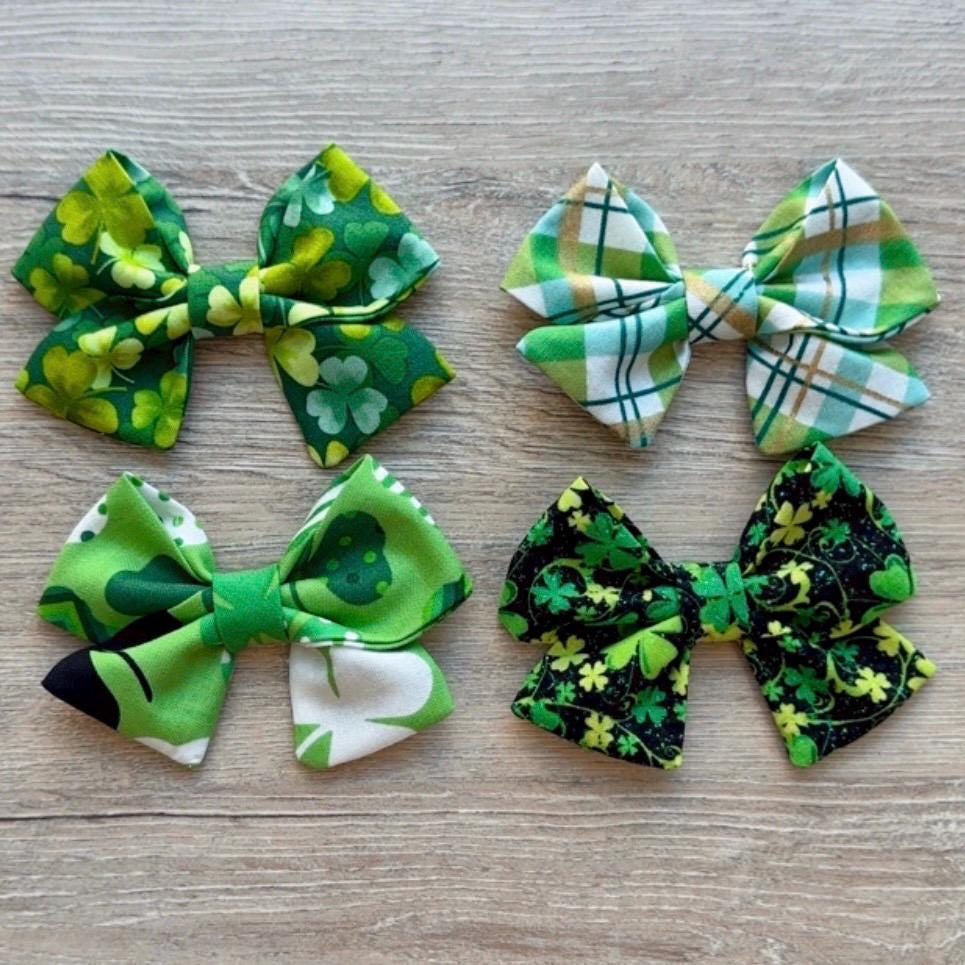 St. Patrick's Day Dog Bow, Shamrock Hair Clip, Lucky Pet Gift