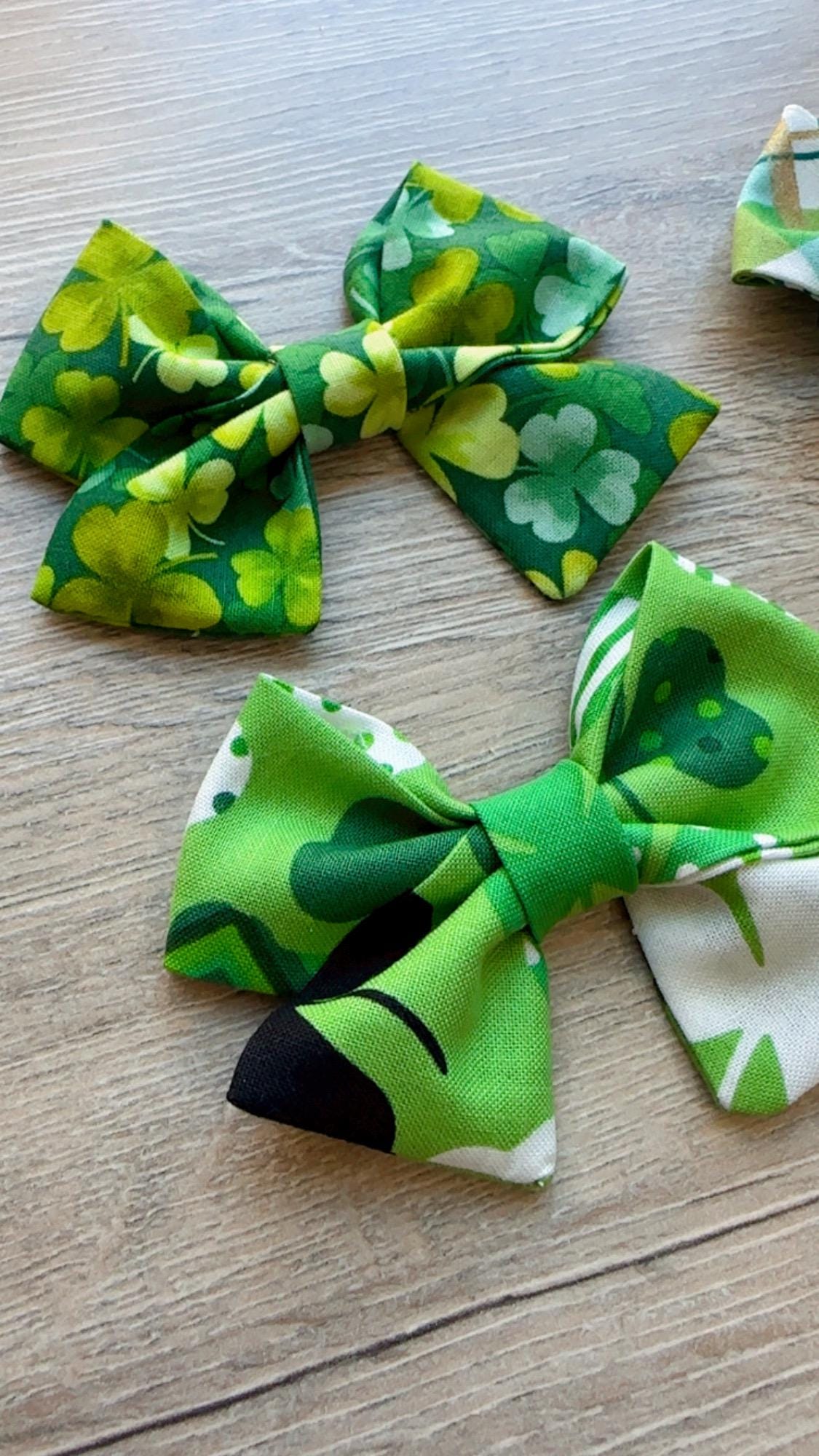 St. Patrick's Day Dog Bow, Shamrock Hair Clip, Lucky Pet Gift