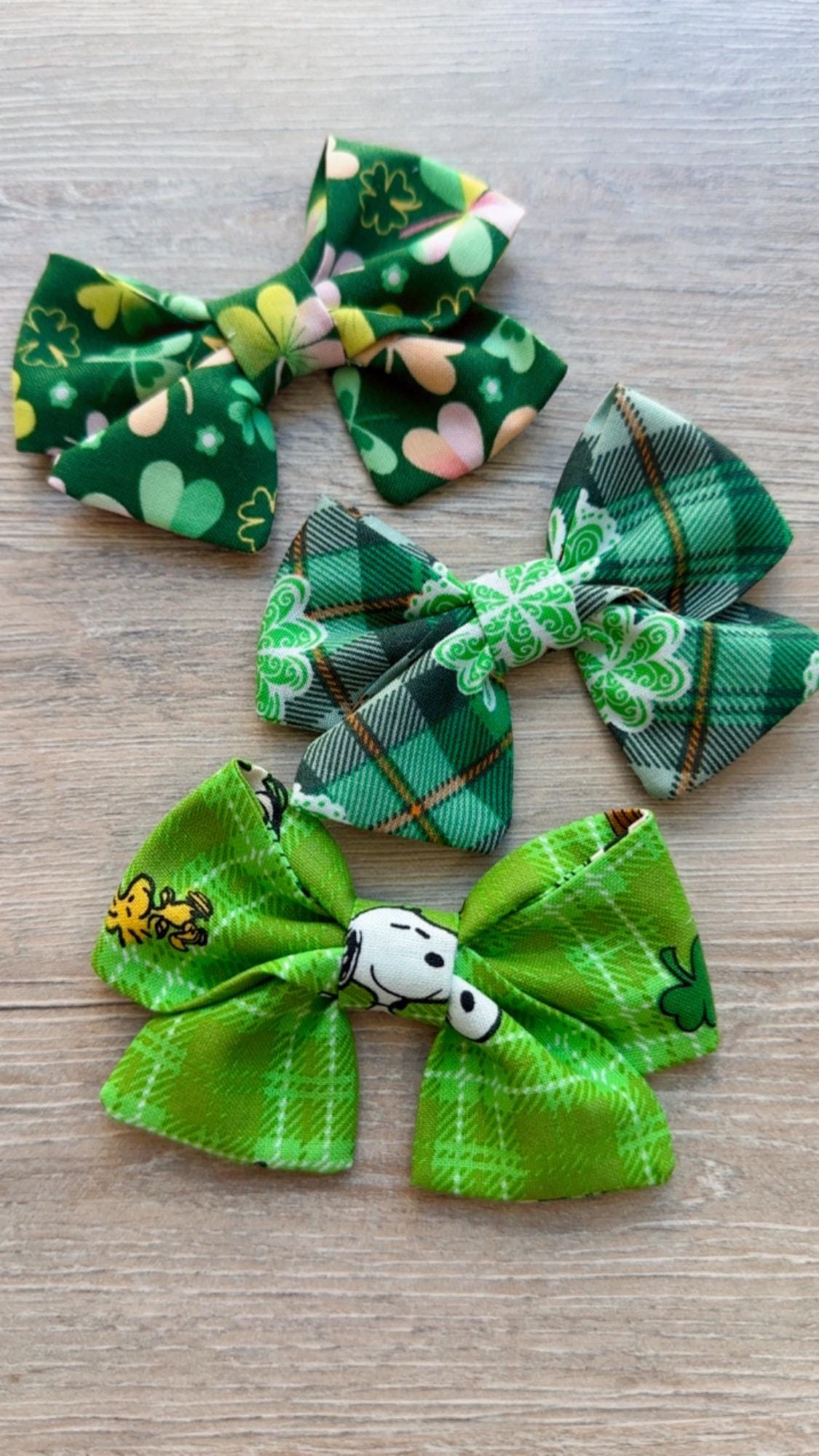 St. Patrick's Day Dog Bow, Lucky Shamrock Hair Clip, Puppy Barrette