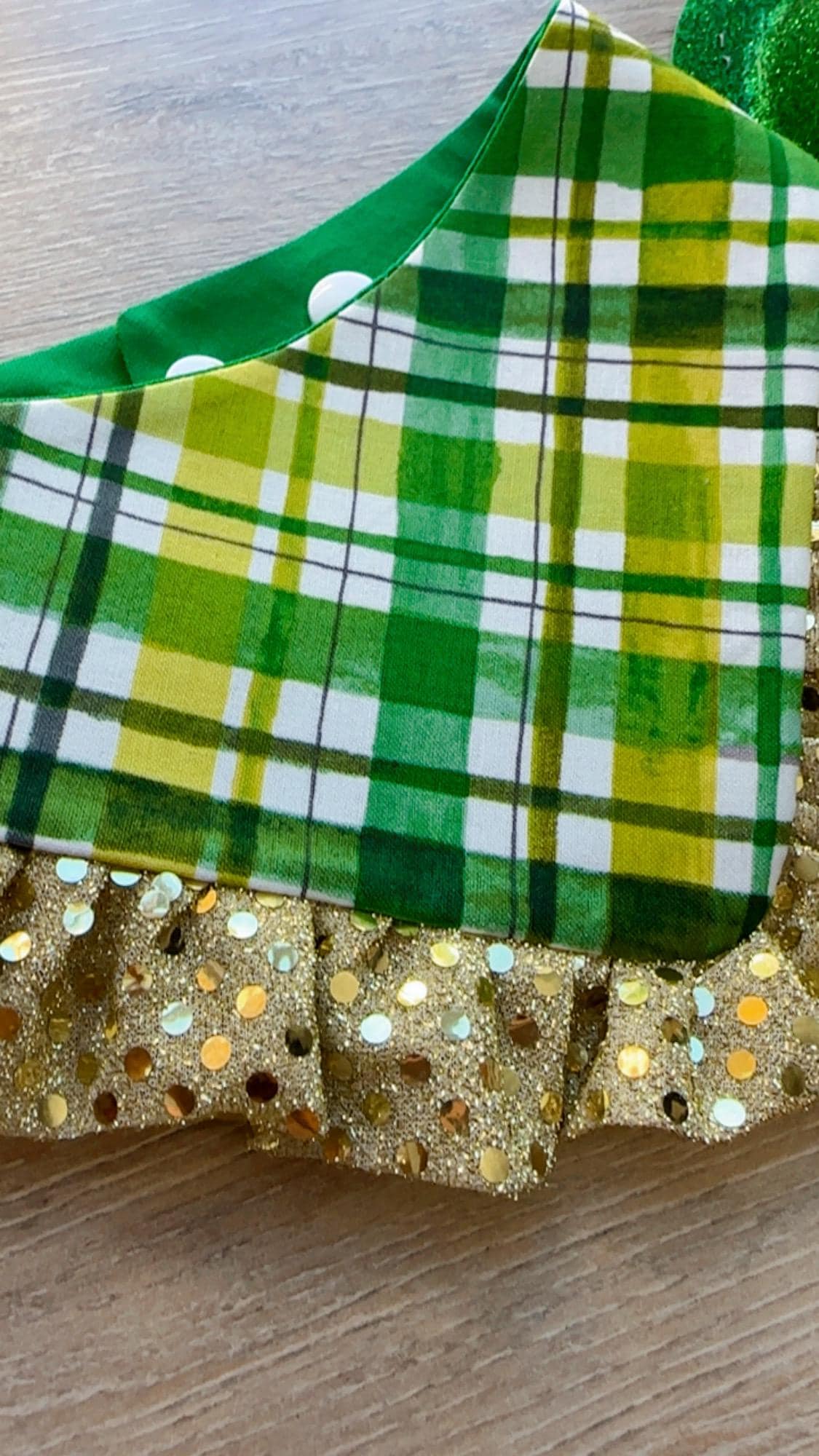 Shamrock Ruffle Dog Bandana, St. Patrick's Day Puppy Scarf, Reversible Snap