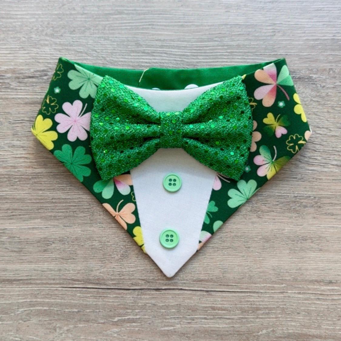 St. Patrick Dog Tuxedo Bandana, Chalk shamrocks